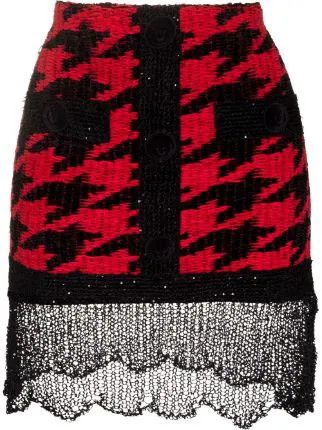 o1srvl11e1123 Mini Skirt in Red Black