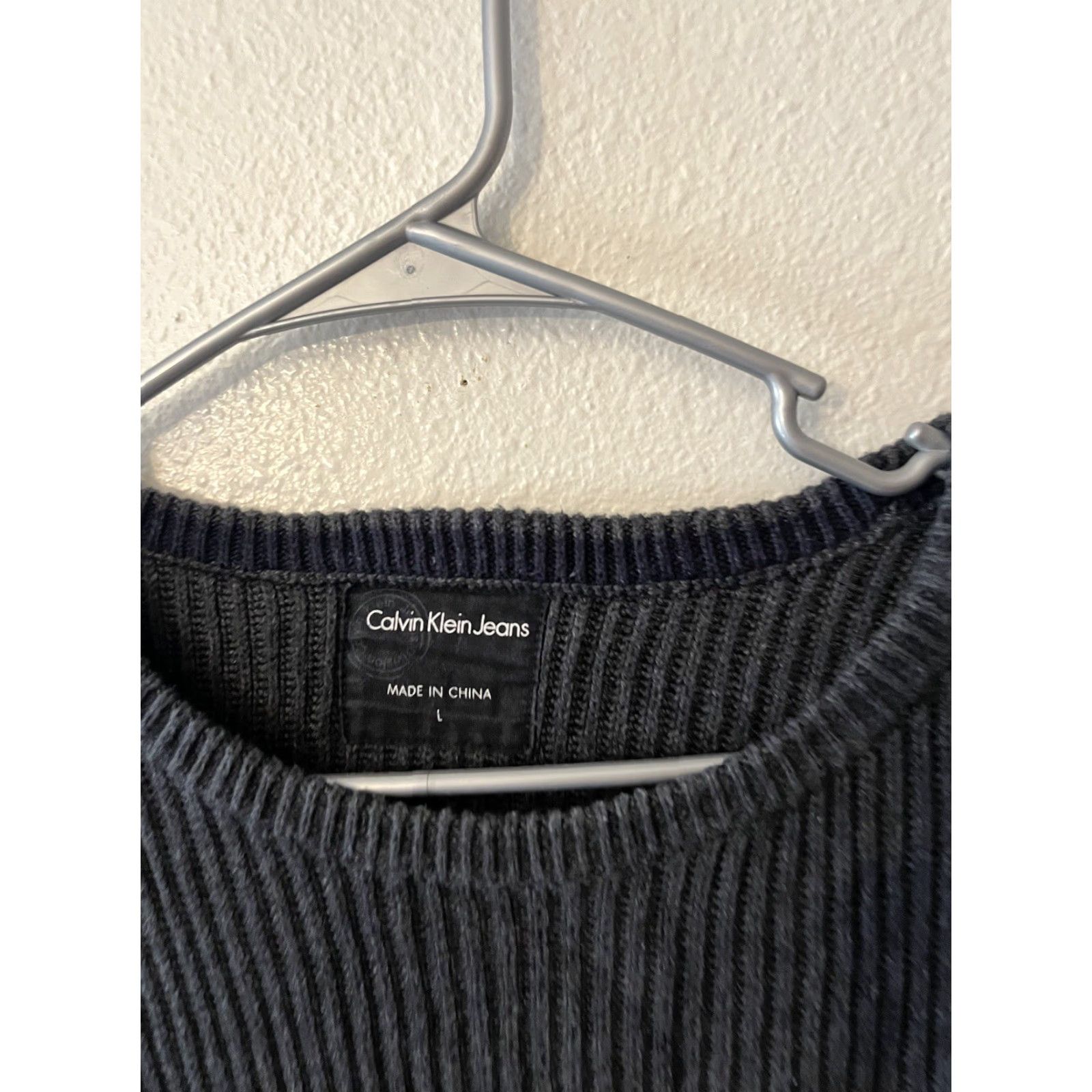 Calvin Klein Calvin Klein Mens Sweatshirt Crew Neck Knit Gray/Blue Colorblock Cotton L Regular Size US L / EU 52-54 / 3 - 2 Thumbnail