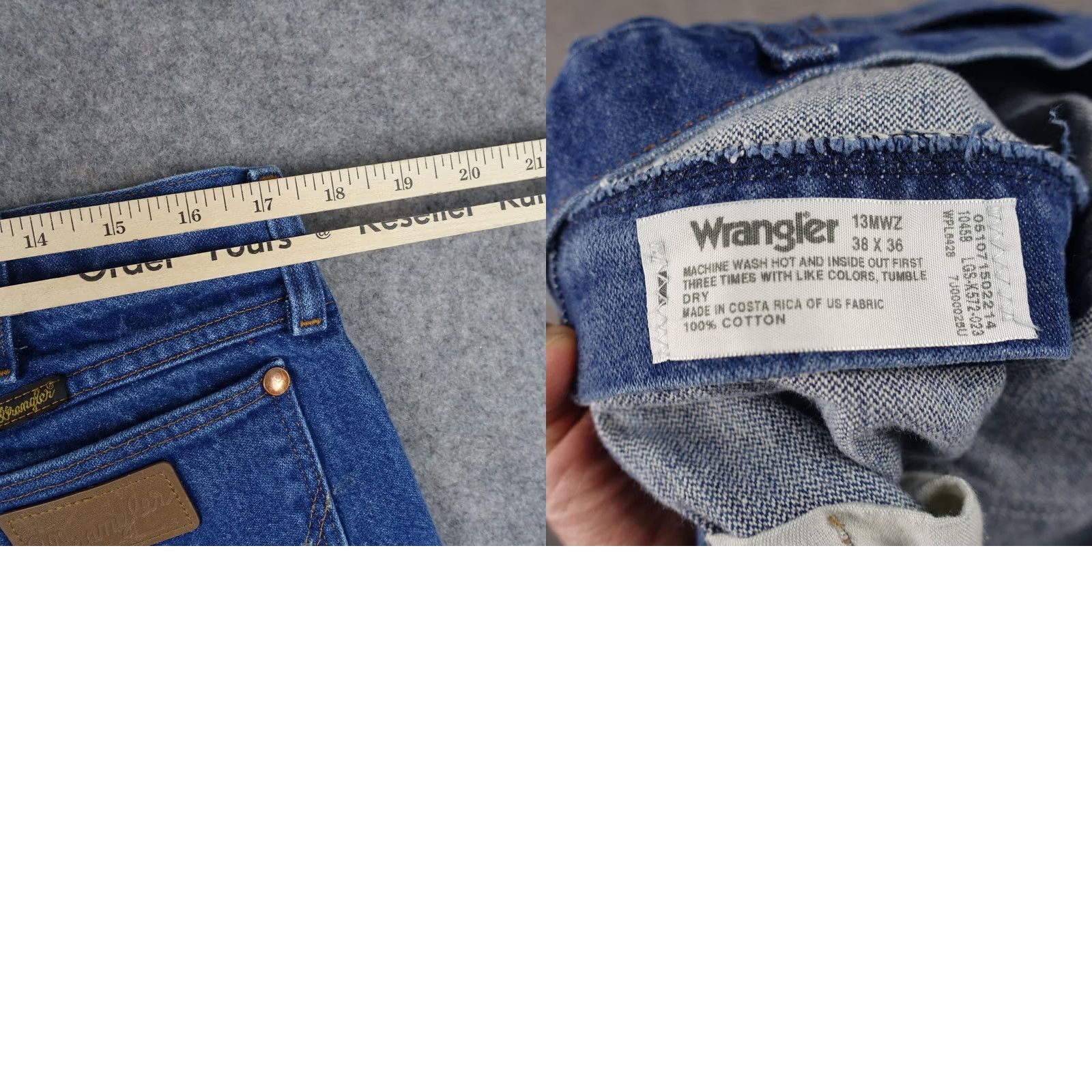 Wrangler Wrangler Jeans Mens 36x35 13MWZ Blue Cowboy Cut Workwear Denim Straight 5-Pocket Regular Inseam 34" Size 36 Mens Blue Stained Size US 36 / EU 52 - 11 Thumbnail
