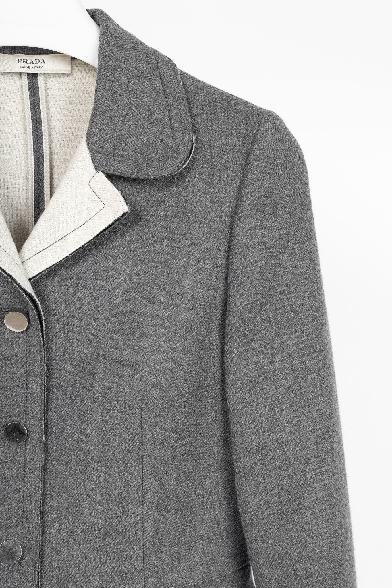 Prada Prada Grey Wool Raw-Edge Tailored Jacket Size M / US 6-8 / IT 42-44 - 5 Thumbnail