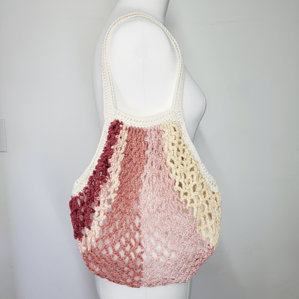 Handmade Farmers Market Bag Purple Handmade Crochet Net French Cotton Size ONE SIZE - 1 Thumbnail