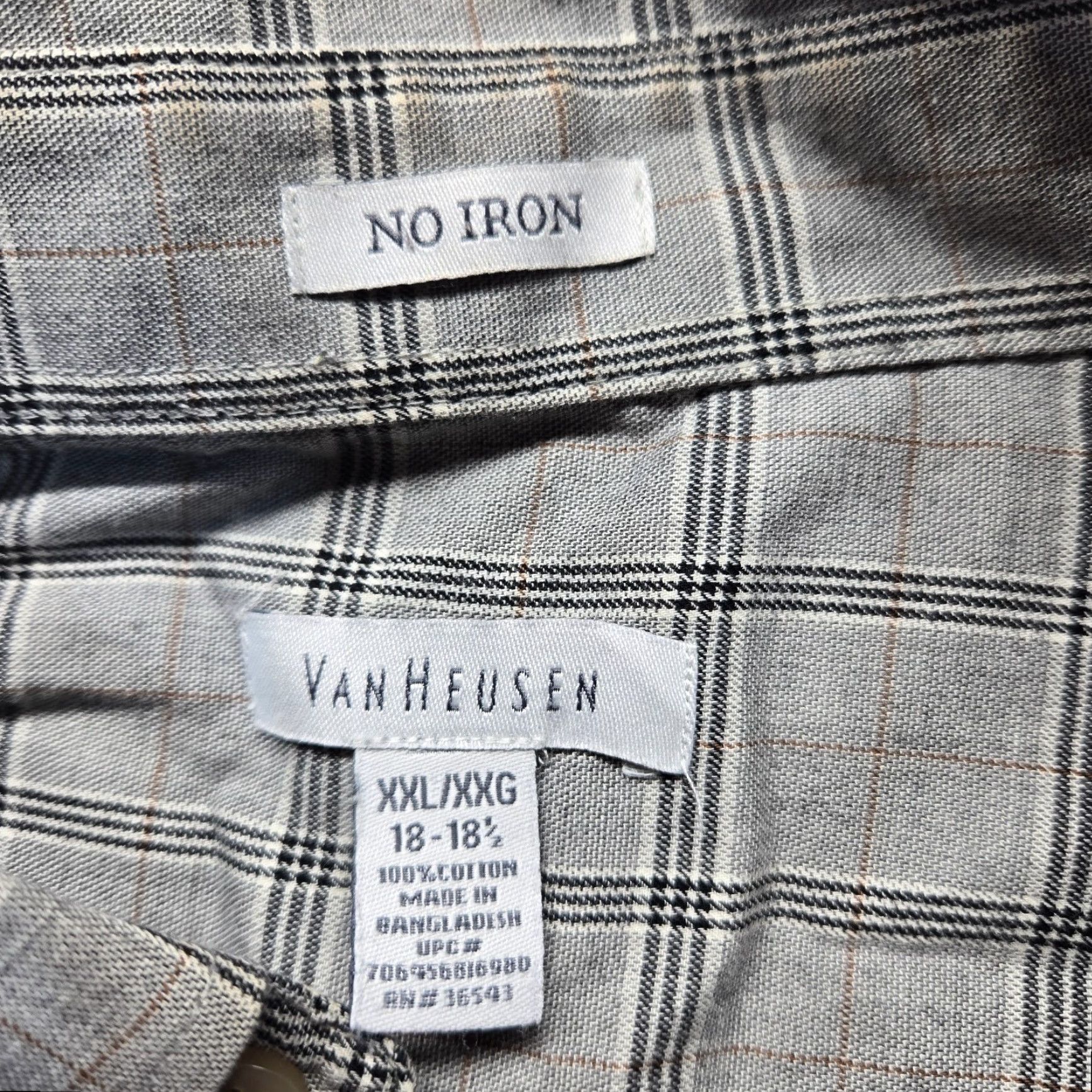 Van Heusen Van Heusen Button-Up Shirt Plaid Gray 100% Cotton Adult Men's 2XL Size US XXL / EU 58 / 5 - 3 Thumbnail