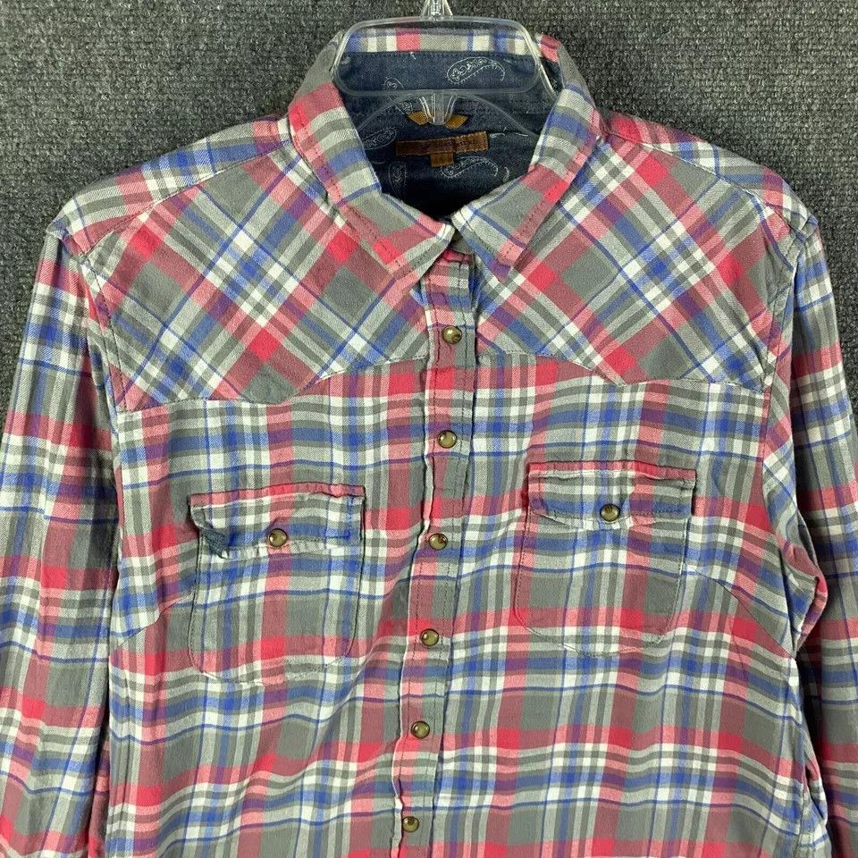 Other Jachs Girlfriend Top Women's Pearl Snap Flannel Cotton L Size L / US 10 / IT 46 - 2 Thumbnail