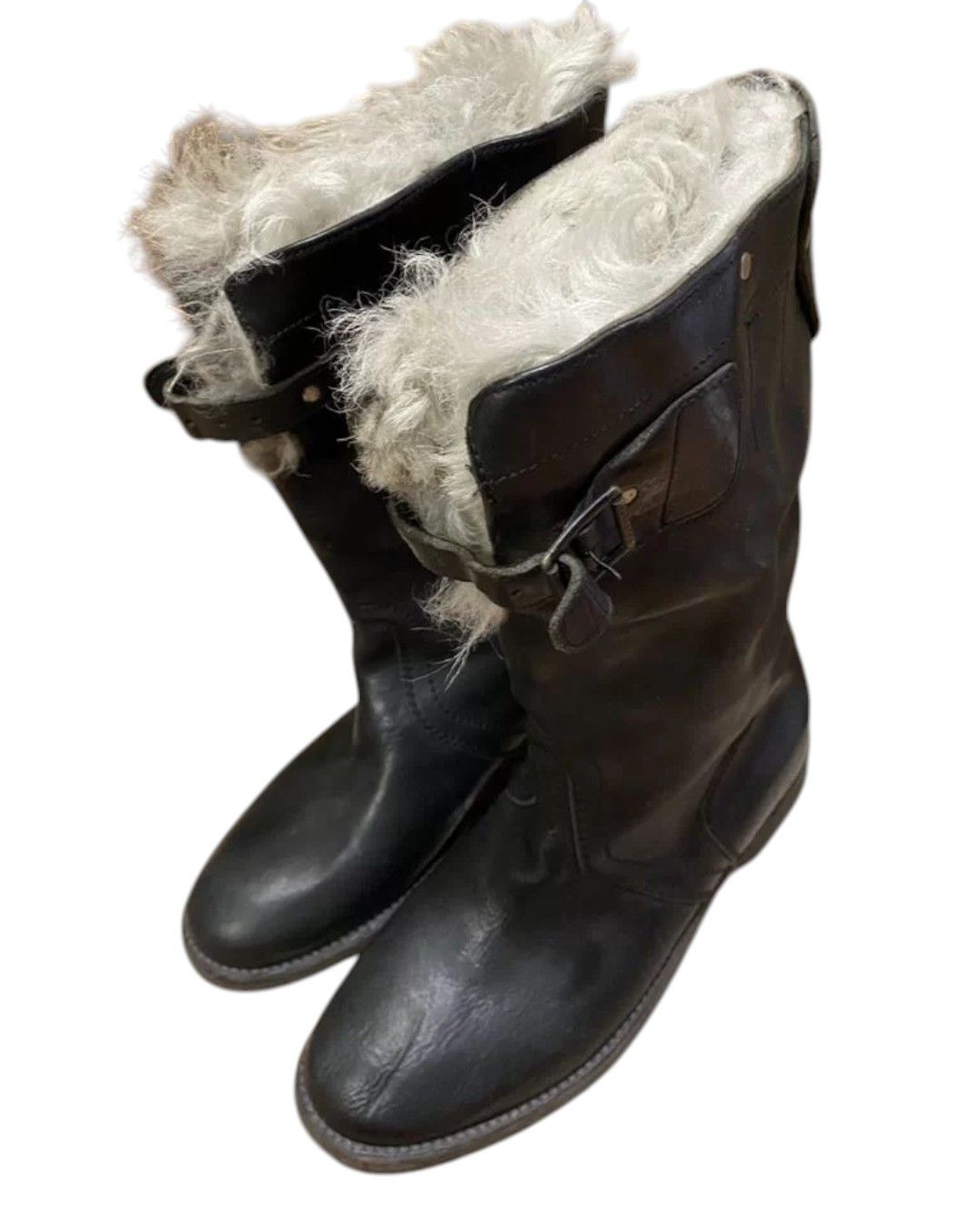 Burberry Prorsum F/W 2010 RUNWAY GOAT FUR SHEARLING LEATHER ARMY BOOTS Size US 10 / EU 43 - 6 Thumbnail