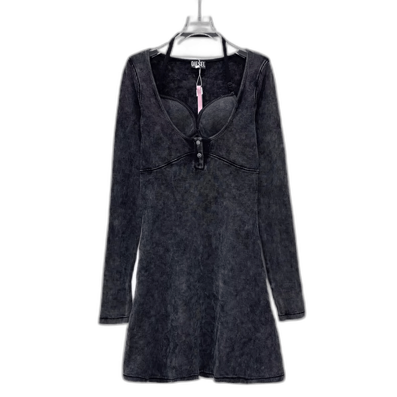 Diesel Diesel Black Gray Long Sleeve Dress M Size Size M / US 6-8 / IT 42-44 - 1 Thumbnail