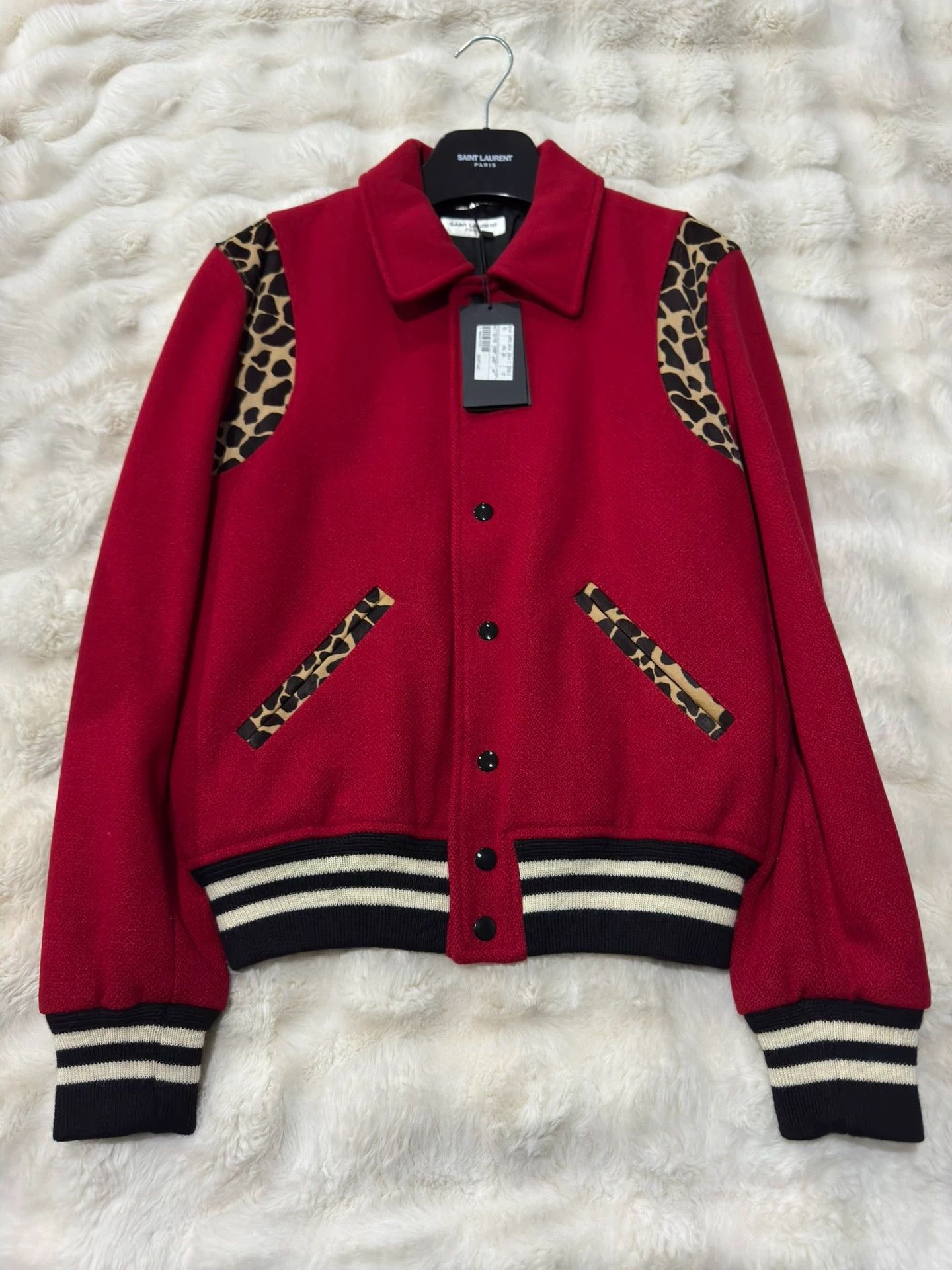Saint Laurent Paris Saint Laurent (YSL) 2014 red leopard print baseball jacket Size XS / US 0-2 / IT 36-38 - 1 Thumbnail