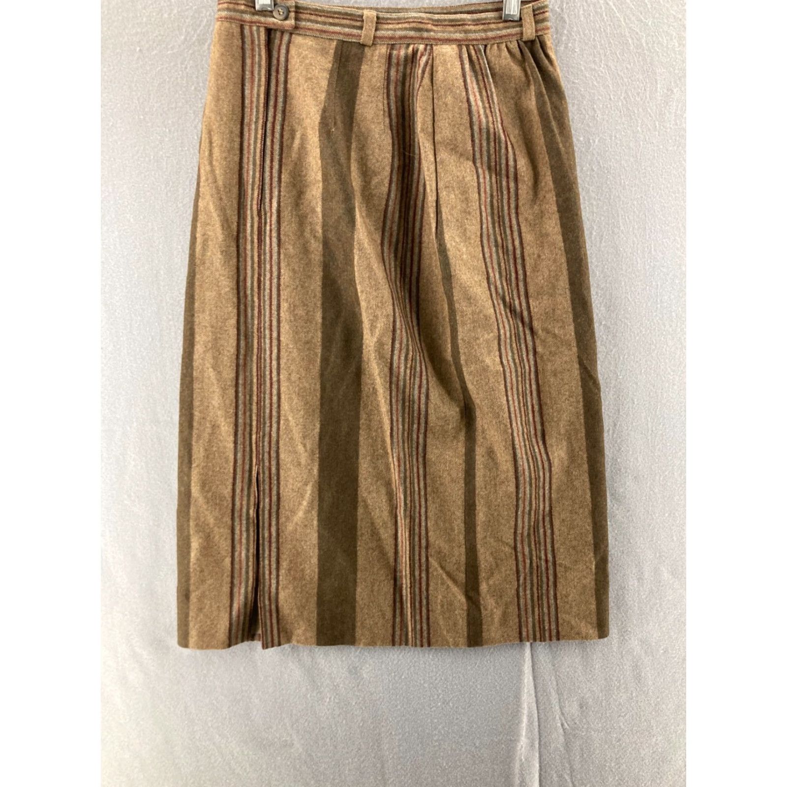 Vintage VINTAGE John Meyer Skirt Womens 8 Striped Wool Blend Midi Wool Polyester Brown Striped 90s Style Pleated Midi Womens 8 Grey Brown Womens Size 30" / US 8 / IT 44 - 5 Thumbnail