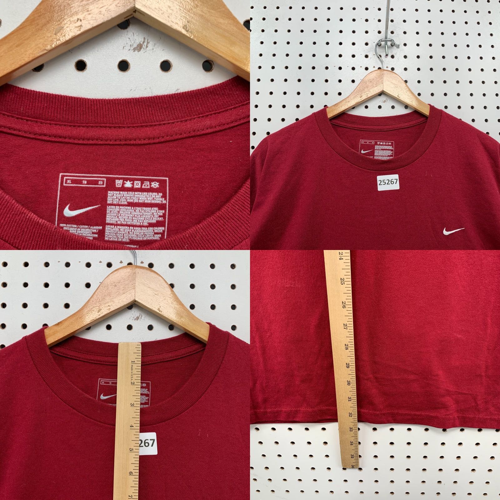 Nike VINTAGE Nike Shirt Crimson Red White Embroidered Swoosh Mens XL 26x32.5 Size US XL / EU 56 / 4 - 8 Thumbnail