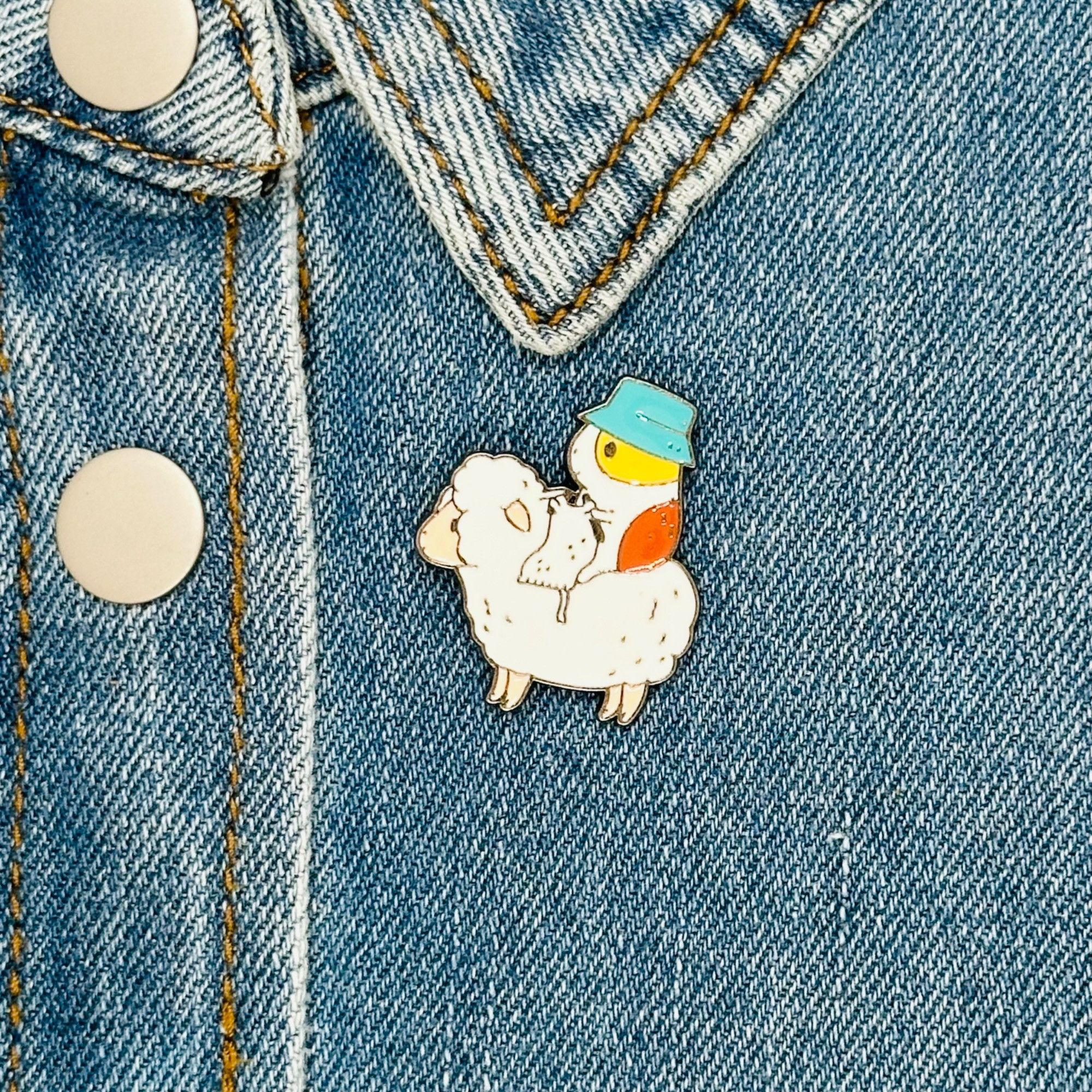 Other ⭐Cute Enamel Bird & Sheep Pin Badge With Secure Clasp Bubu t Size ONE SIZE - 1 Thumbnail
