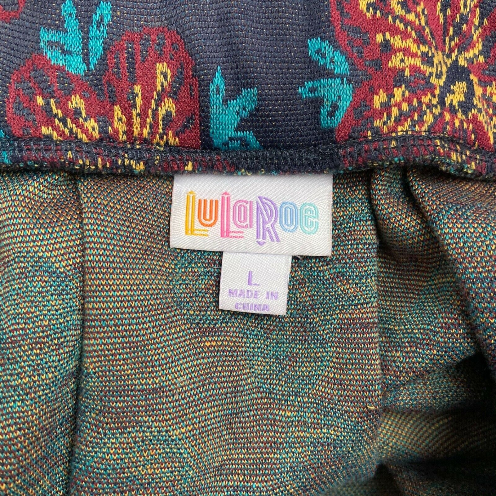Other LuLaRoe Skirt Madison Floral Print Burgundy Teal Navy Large Size 32" / US 10 / IT 46 - 3 Thumbnail