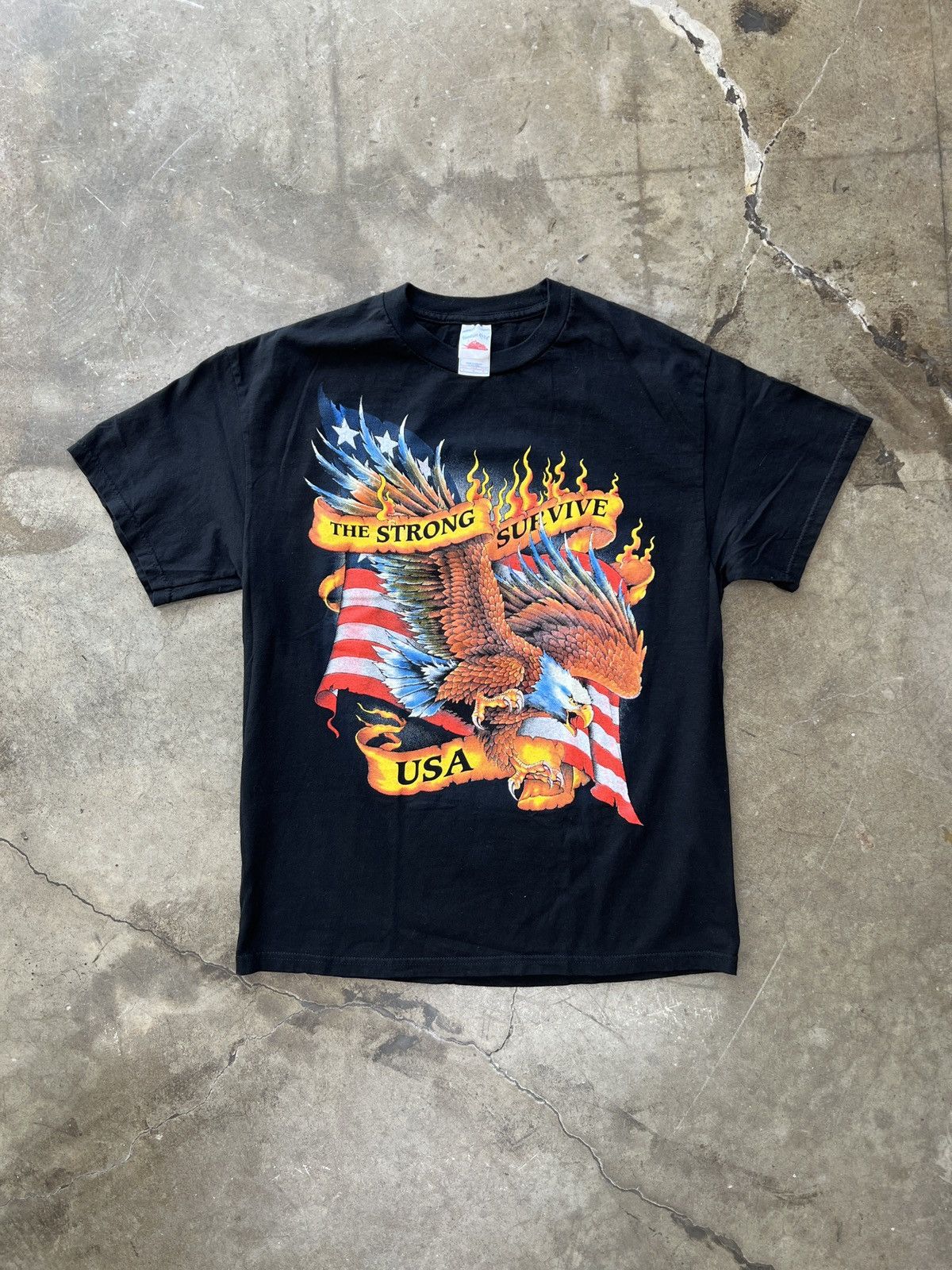 Harley Davidson × Vintage Vintage 2000s Strong Survive American Eagle FLame Tee Large Size US L / EU 52-54 / 3 - 2 Thumbnail
