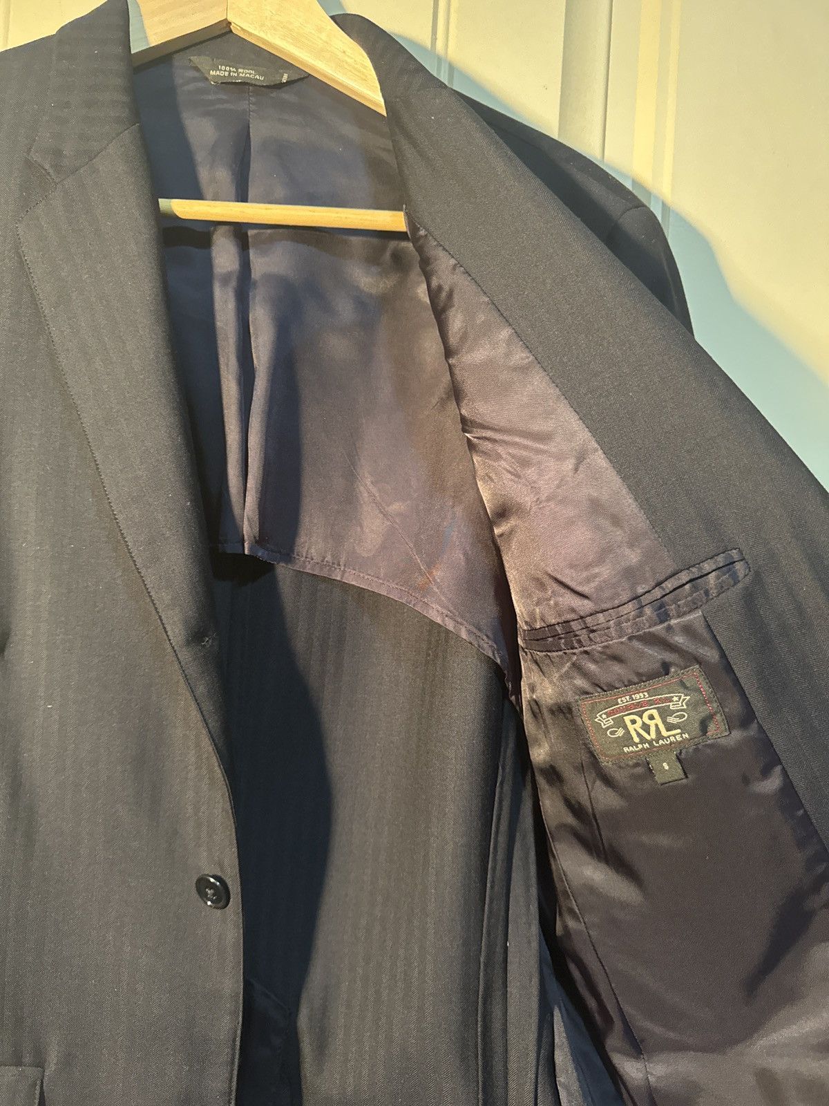 RRL Ralph Lauren Navy Shadow Stripe Sport Coat Size 36R - 2 Thumbnail