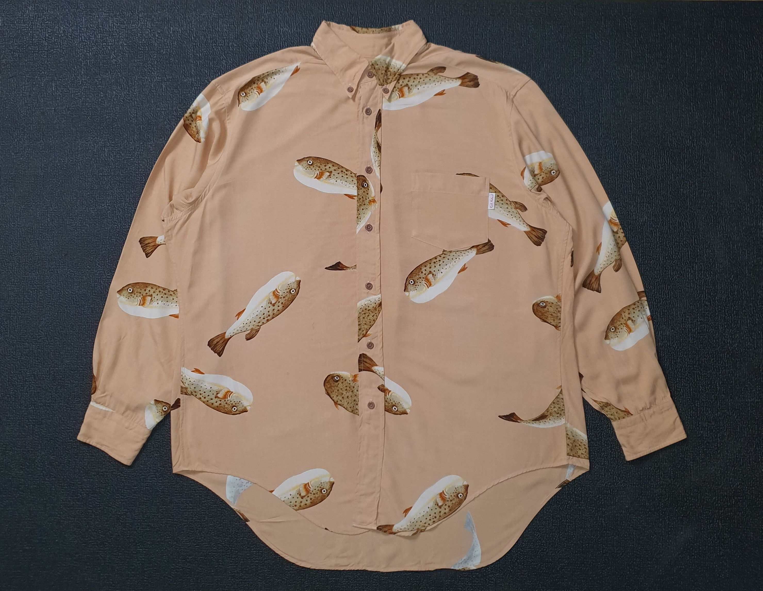 Karl Helmut Vintage Karl Helmut 1990s Puffer Fish Rayon shirt L Size US L / EU 52-54 / 3 - 3 Thumbnail