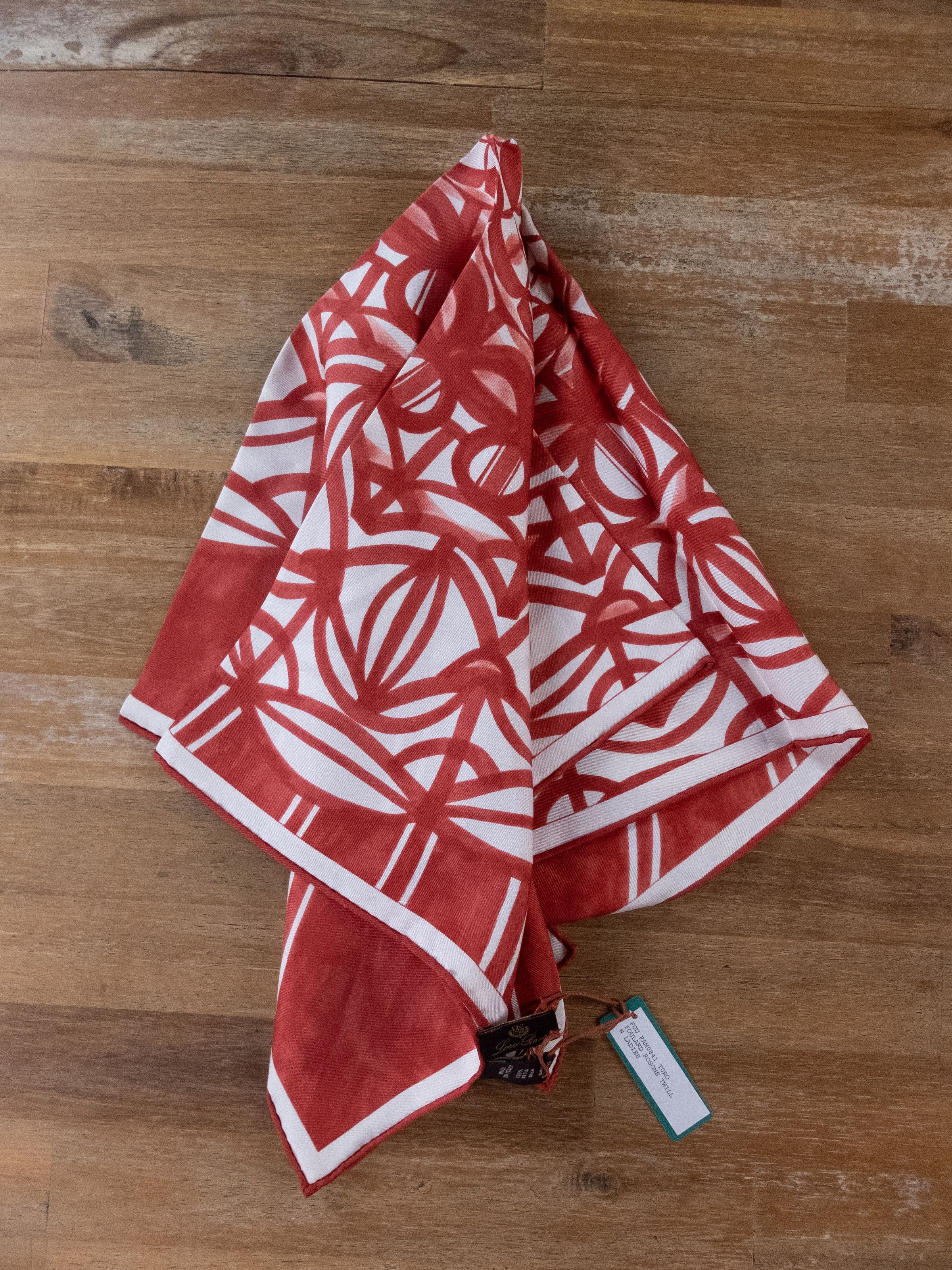 Loro Piana LORO PIANA Rosone red white floral silk square foulard scarf Size ONE SIZE - 5 Thumbnail