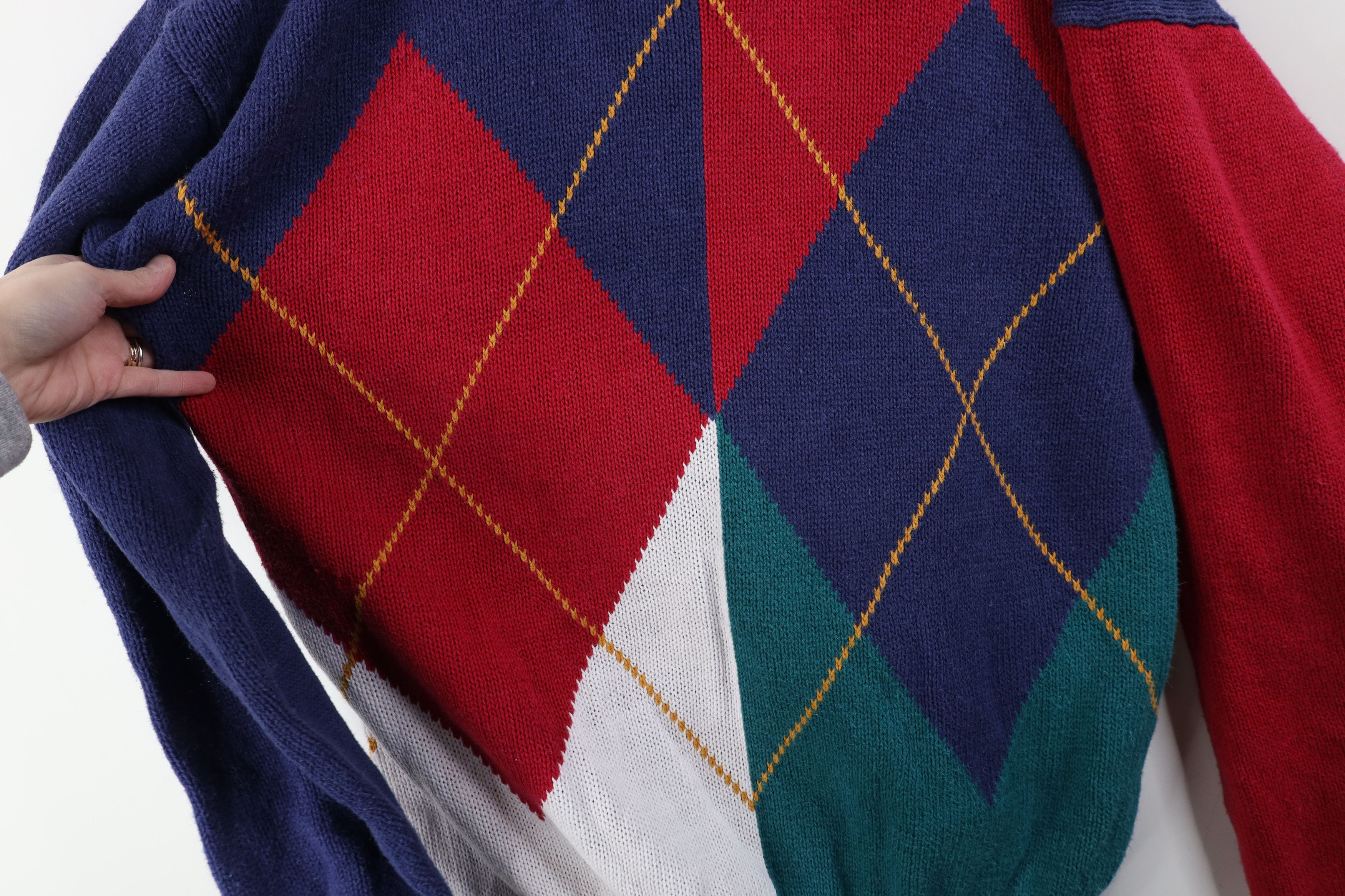 Vintage Vintage 90s Streetwear Diamond Knit Crewneck Sweater Size US L / EU 52-54 / 3 - 8 Thumbnail