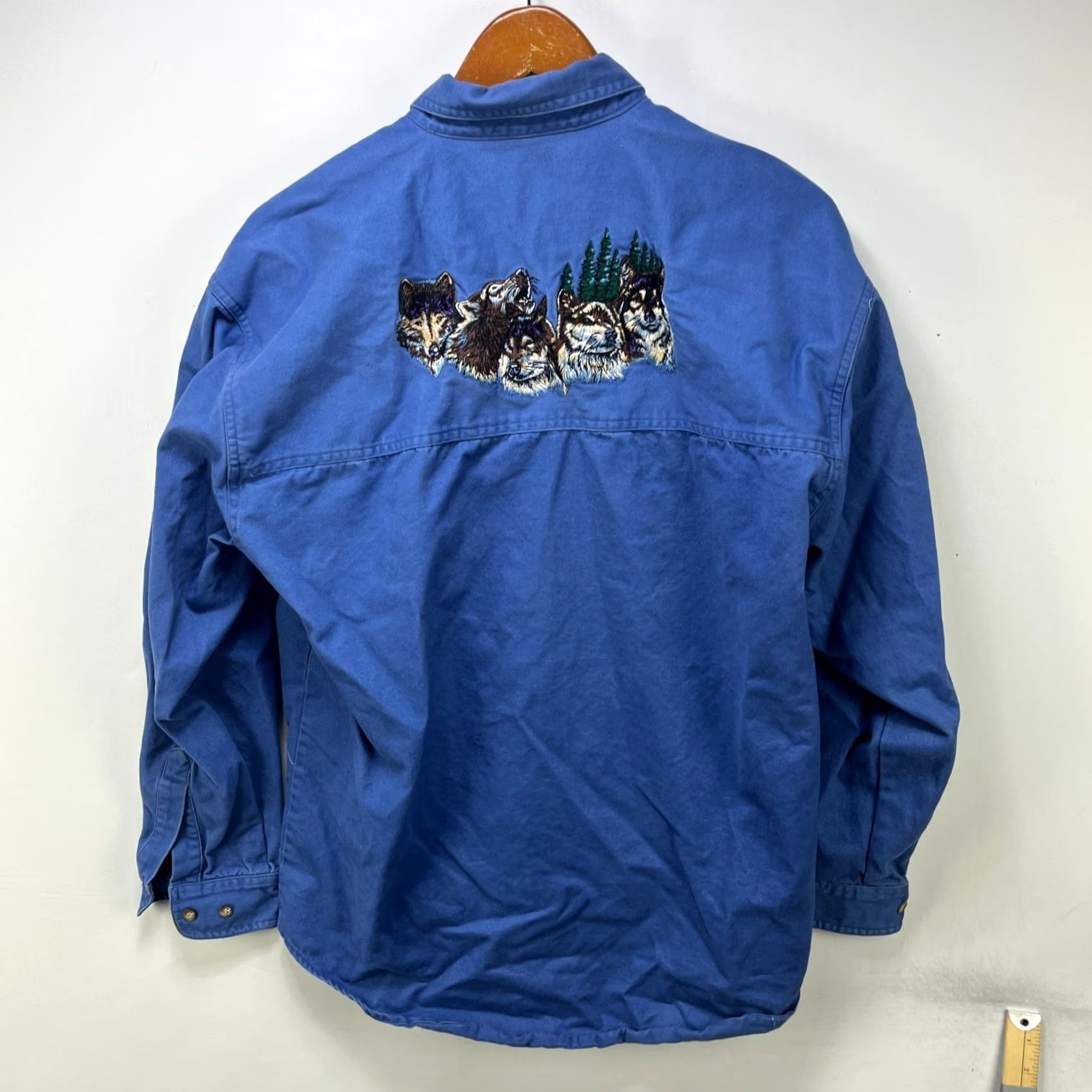 Vintage VINTAGE Wolf Button Up Shirt Medium Mens Blue 90s USA Cotton Short Sleeve Regular Size US M / EU 48-50 / 2 - 2 Thumbnail