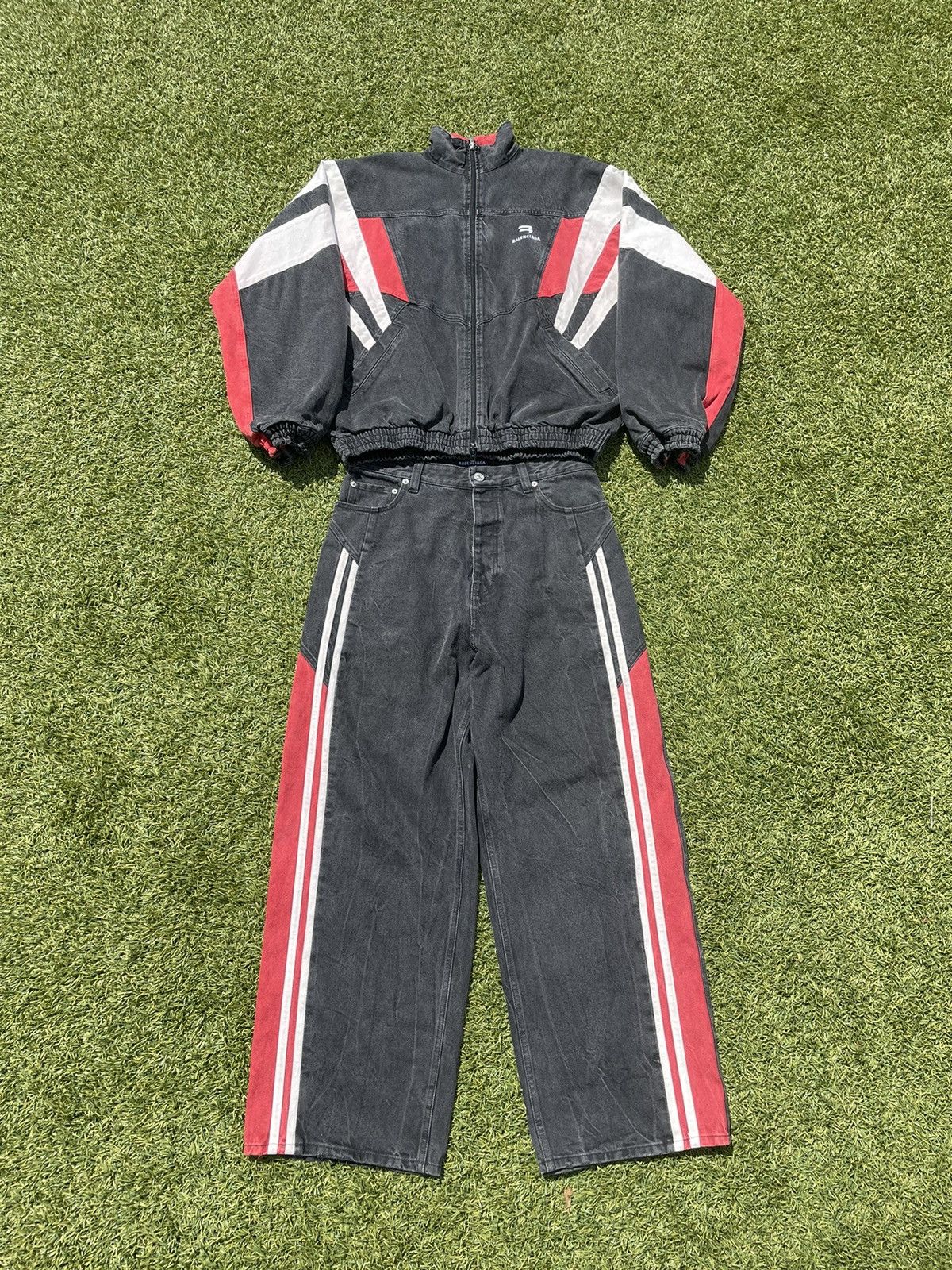Balenciaga SS21 Balenciaga Sporty B Denim Track Set Size US 31 - 12 Thumbnail
