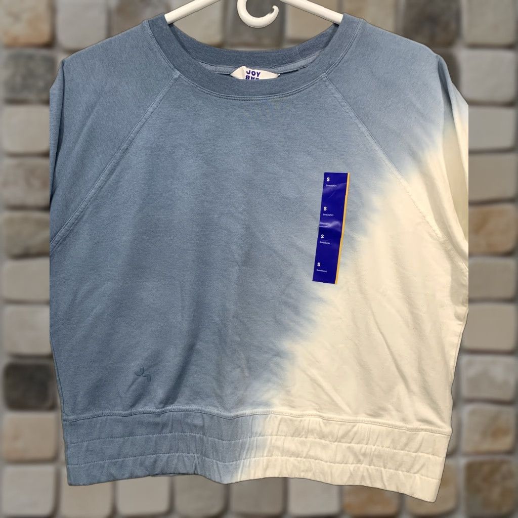 Vintage Joy Lab Women's Cropped Sweatshirt Blue & Cream Activewear Small NWT Size S / US 4 / IT 40 - 1 Thumbnail