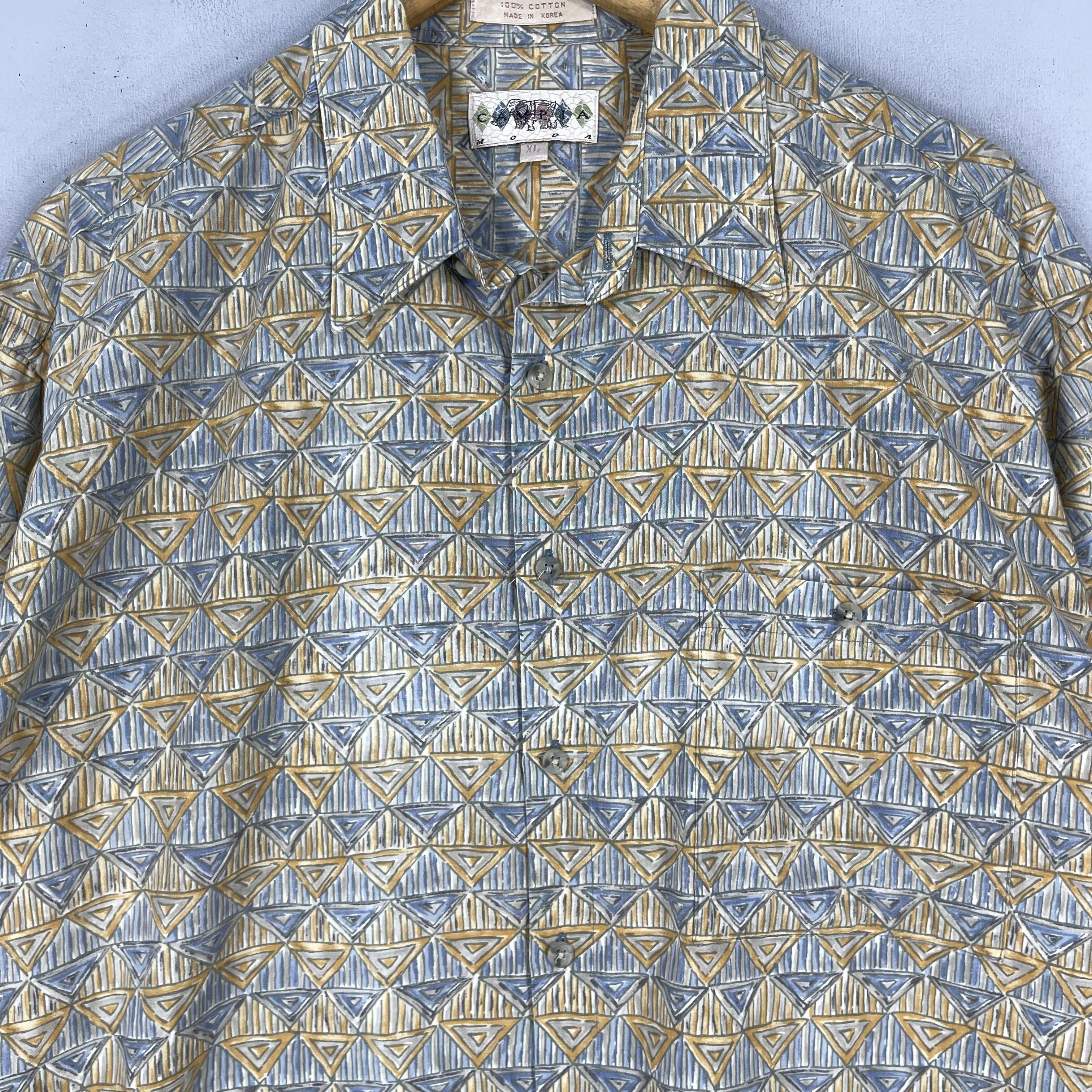 Japanese Brand CAMPIA MODA Hawaii Abstract Geometrical Artwork Shirt Size US XL / EU 56 / 4 - 2 Thumbnail