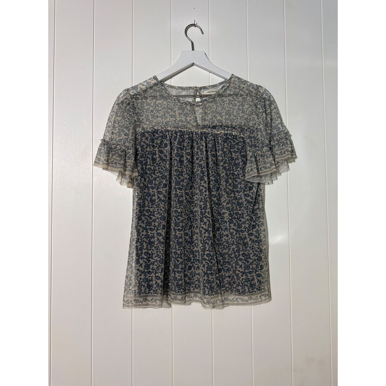 Other Max Studio Shirt Sheer Blouse Floral Short Sleeve Ruffle XS Size XS / US 0-2 / IT 36-38 - 2 Thumbnail