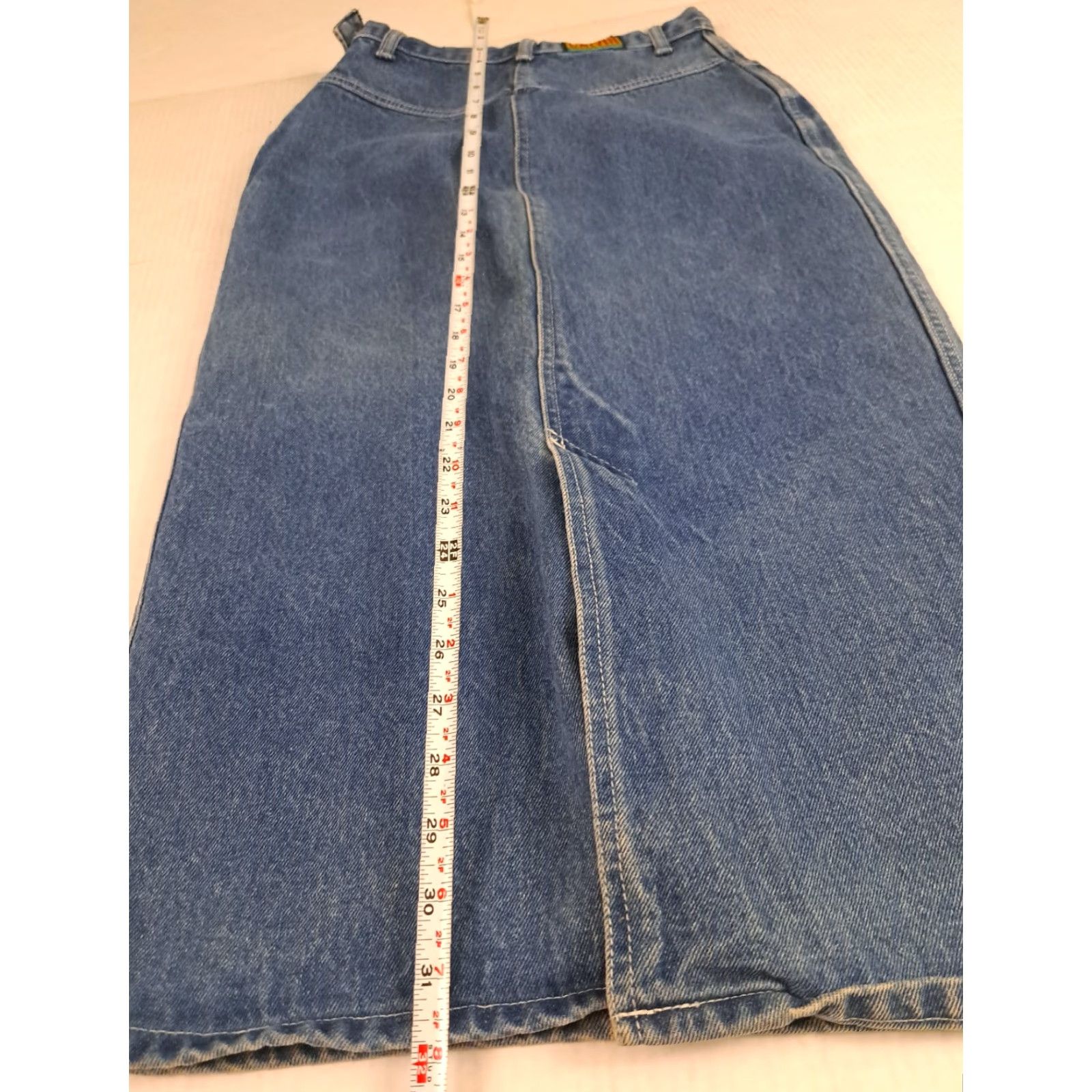 Calvin Klein VINTAGE Calvin Klein Skirt Women 32" Denim 90s Knee Length Flare Pockets Blue Regular 7/8 Size 28" / US 6 / IT 42 - 7 Thumbnail