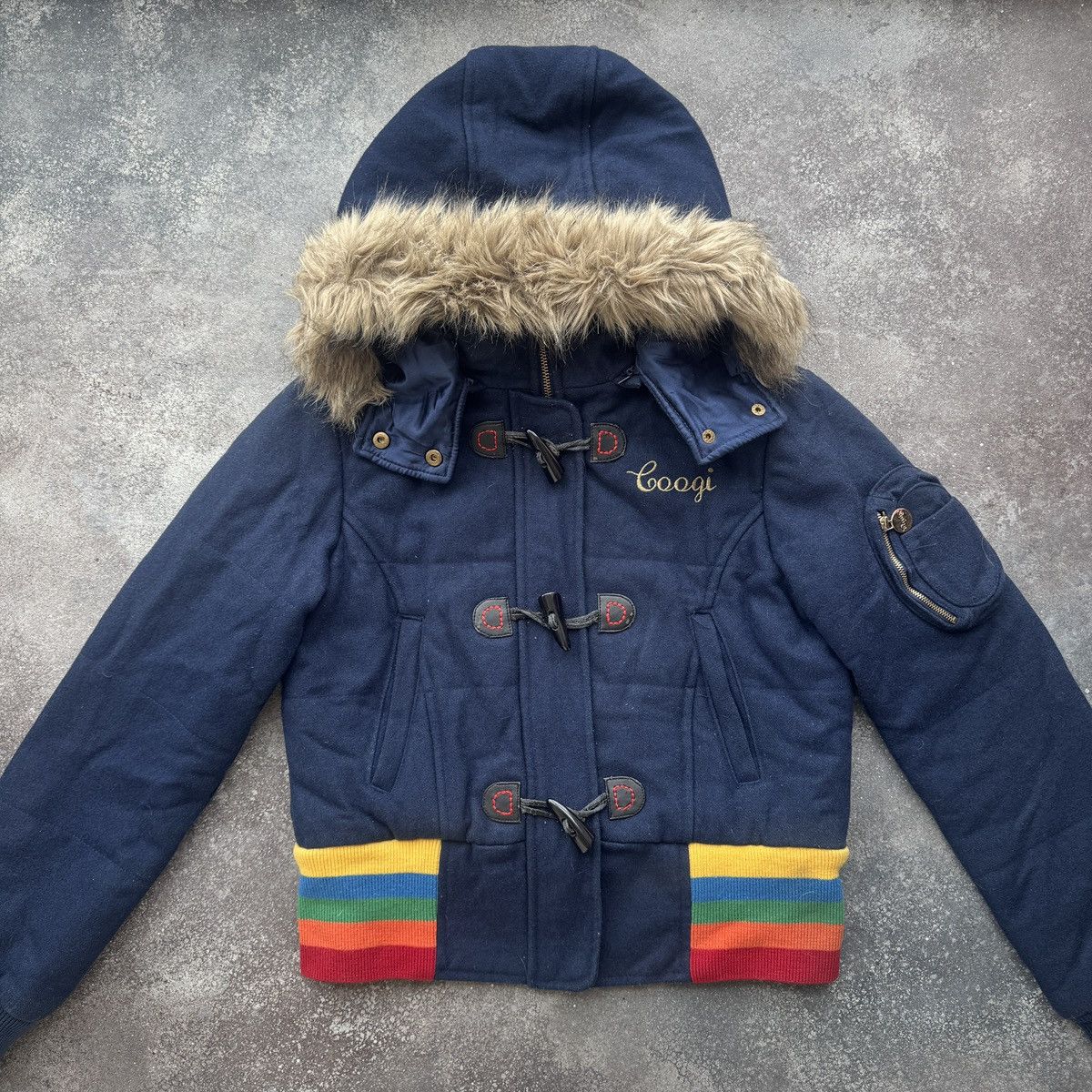 Coogi Coogi Vintage Y2K Faux Fur Hooded Wool Bomber Jacket Size M / US 6-8 / IT 42-44 - 2 Thumbnail