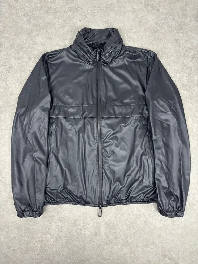 AW2020 Emporio Armani Black Nylon Stretch Hooded Light Jacket
