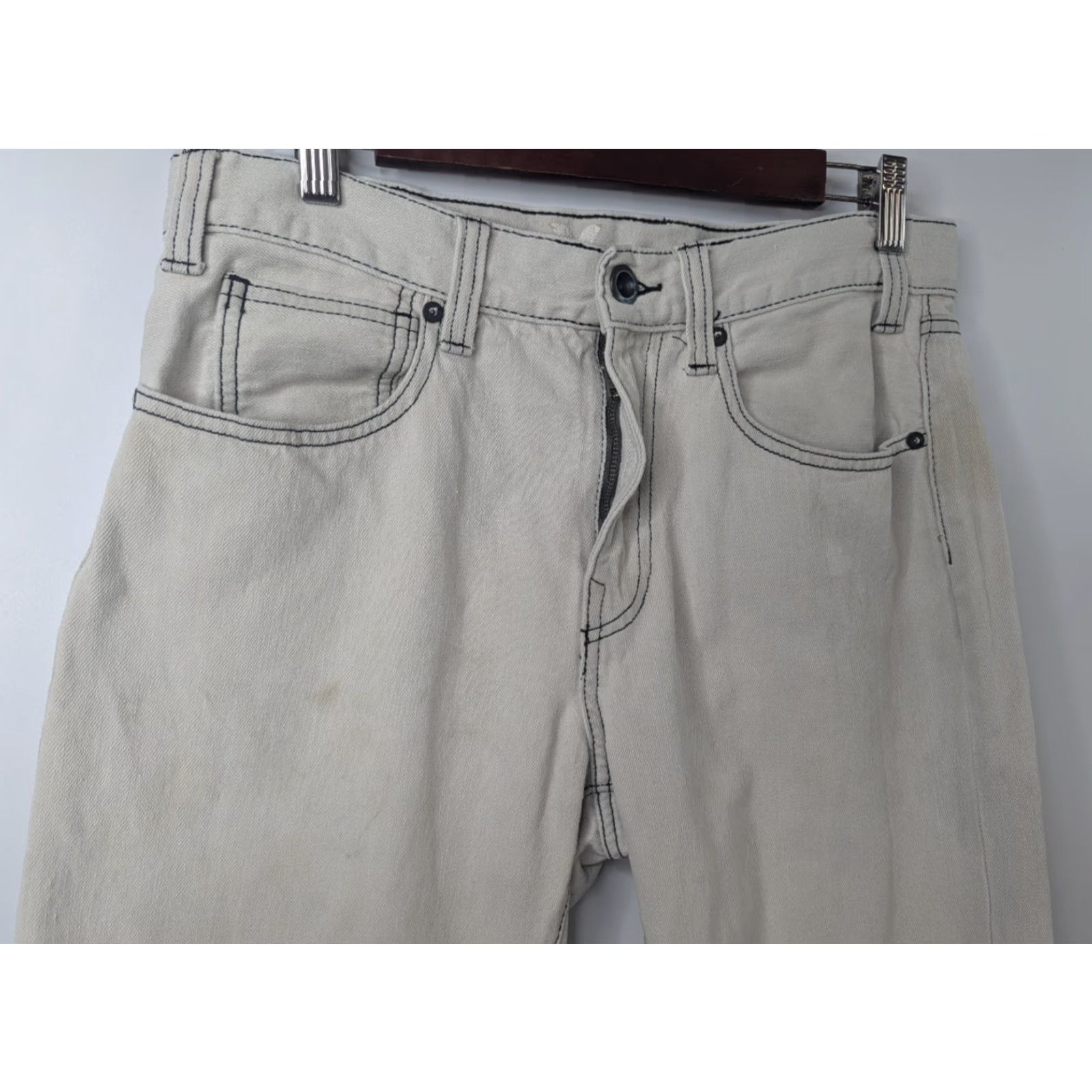 Hurley Hurley Jeans Men 32 Slim Denim Cotton Khaki Beige 5-Pocket Stain Logo Vintage No 90s Skater Grunge Size US 32 / EU 48 - 2 Thumbnail
