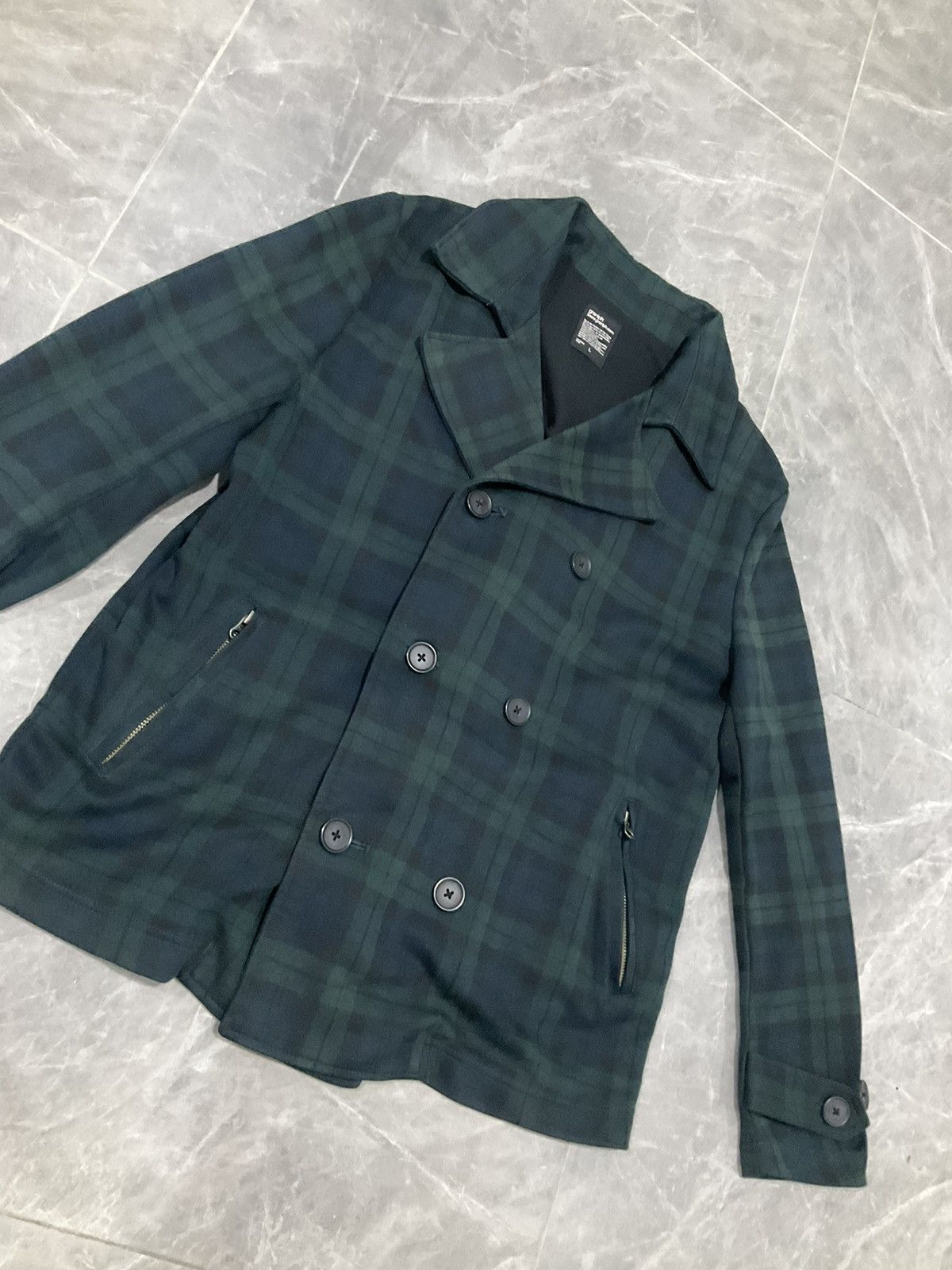 Issey Miyake Wool Peacoat Jacket Navy & Green Size US L / EU 52-54 / 3 - 5 Thumbnail
