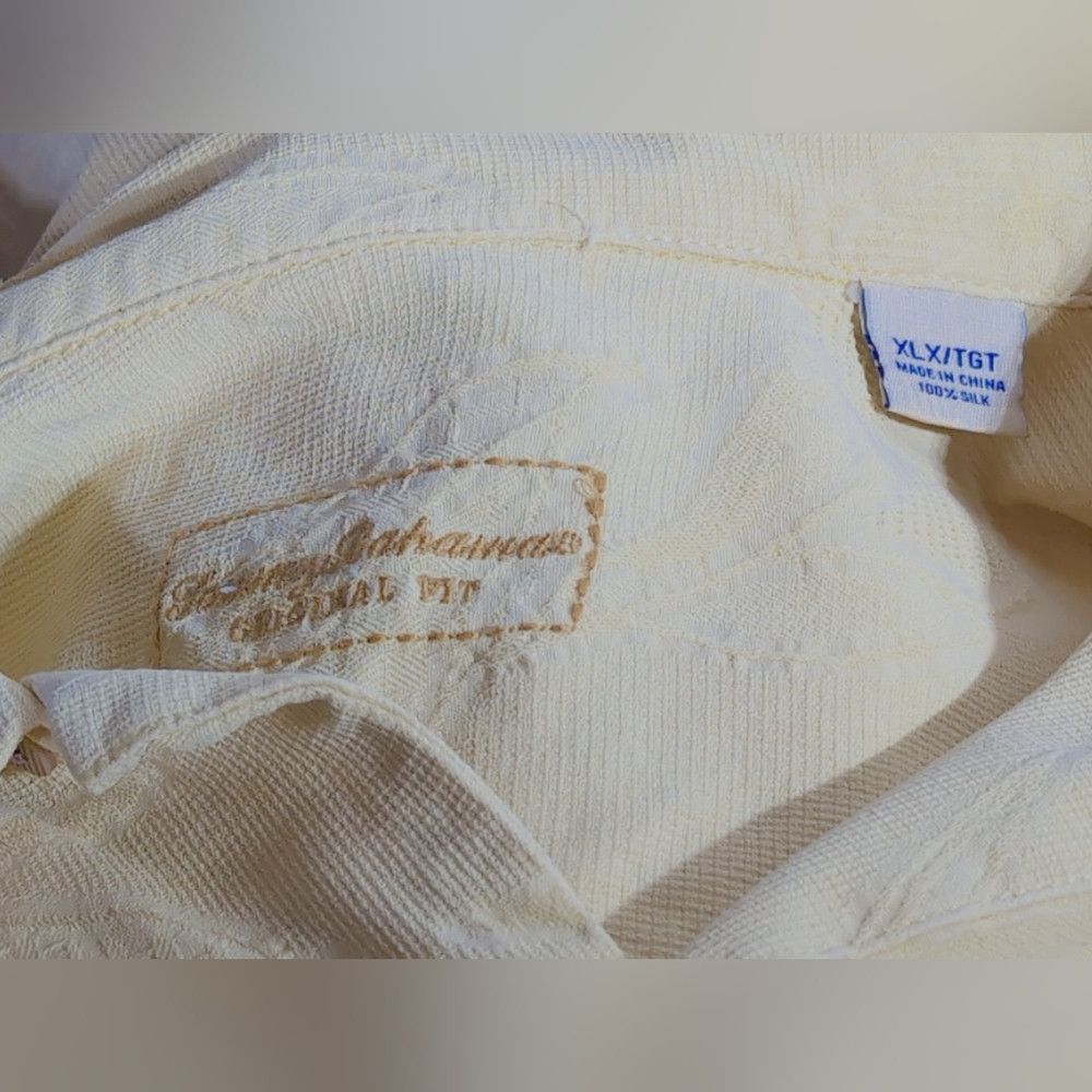 Tommy Bahama Tommy Bahama Sz XL Silk Yellow Casual Button Down Shirt Bea Size US XL / EU 56 / 4 - 4 Thumbnail