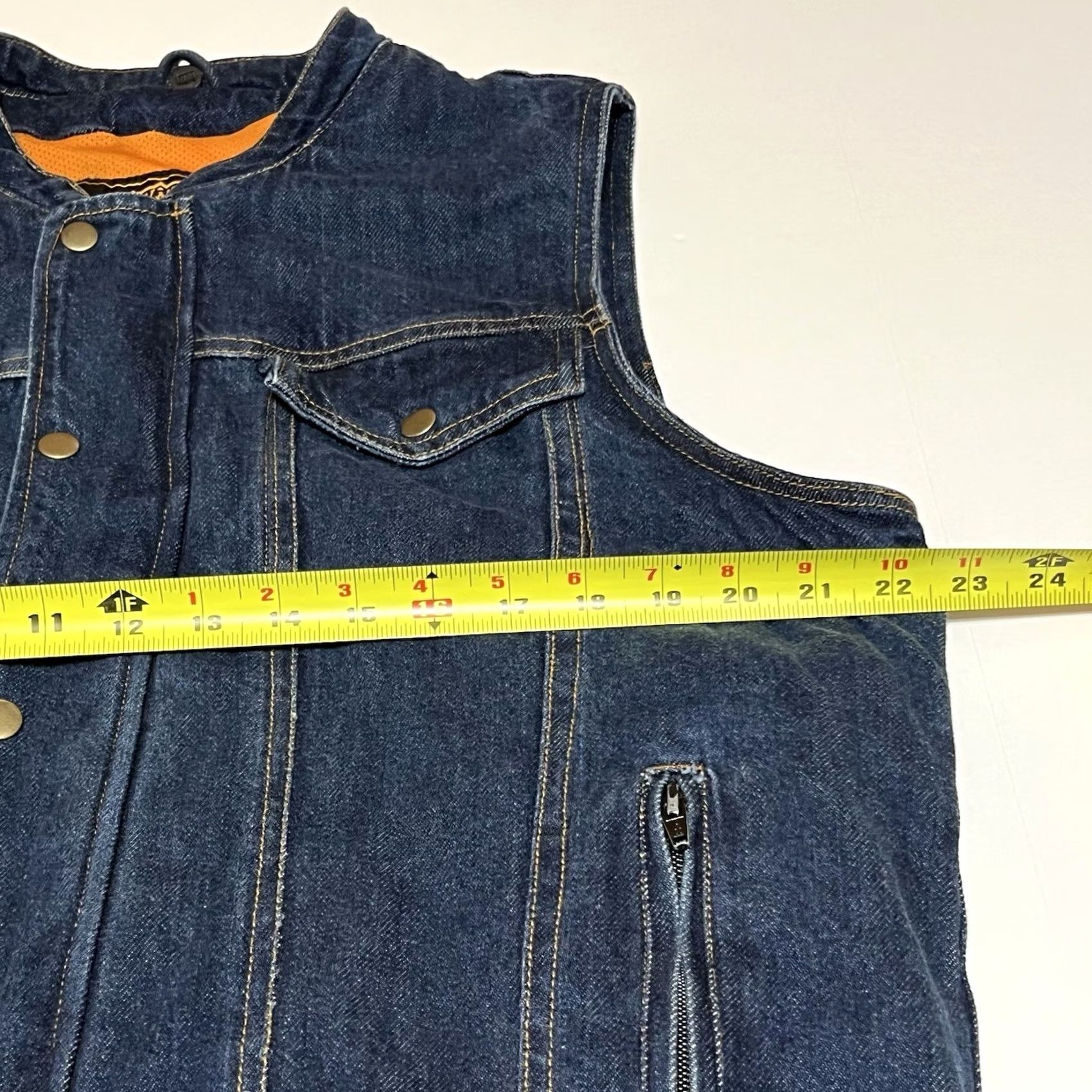 Vintage Milwaukee Denim Biker Vest Men's Large Blue Snap Front Pockets Size US L / EU 52-54 / 3 - 5 Thumbnail