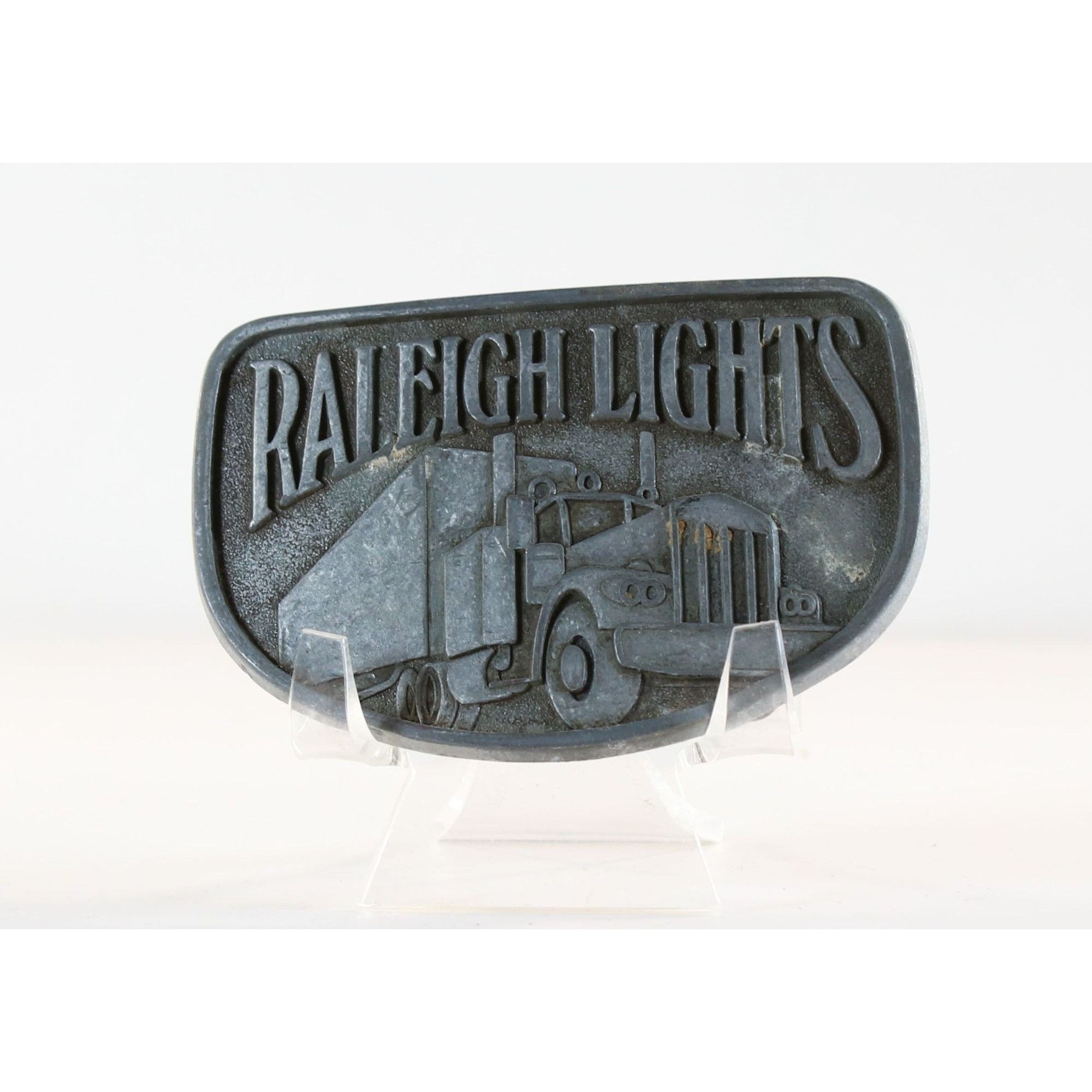 Vintage Raleigh Lights Cigarettes Belt Buckle Tobacco Trucking Solid Size ONE SIZE - 1 Thumbnail