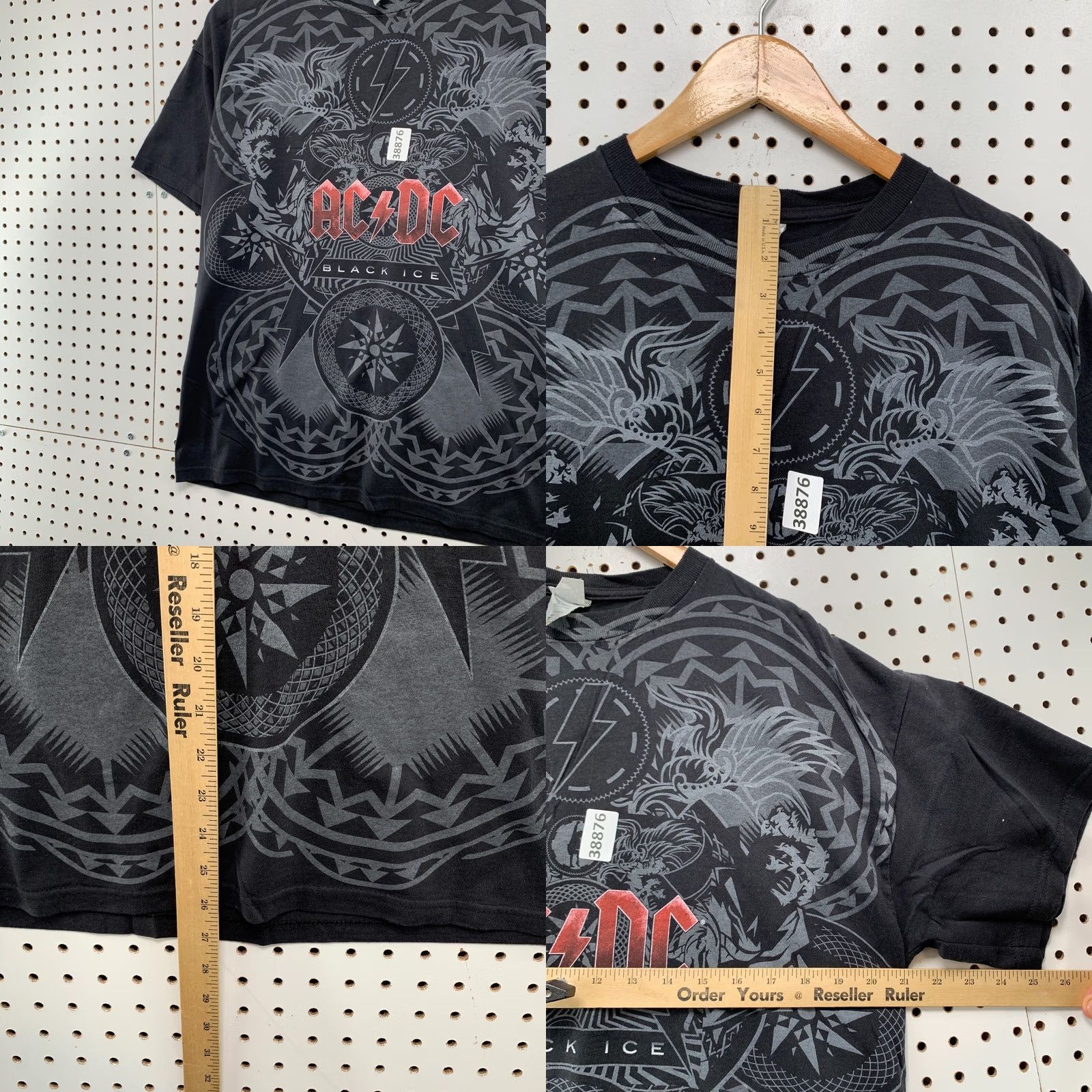 Delta VINTAGE ACDC Black Ice Aop Shirt Mens Large Black All Over Print Music Band Size US L / EU 52-54 / 3 - 9 Thumbnail