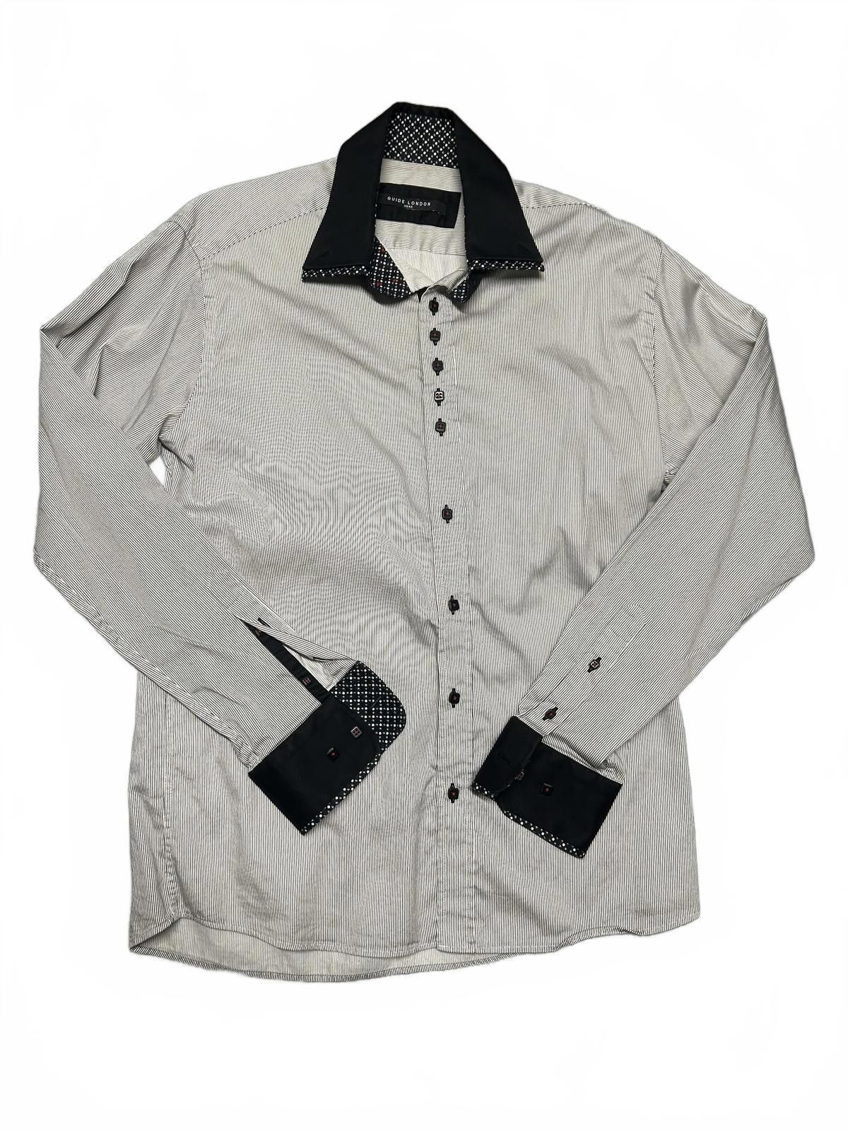 Designer Guide London Striped Dress Shirt with Contrast Collar Size US L / EU 52-54 / 3 - 2 Thumbnail