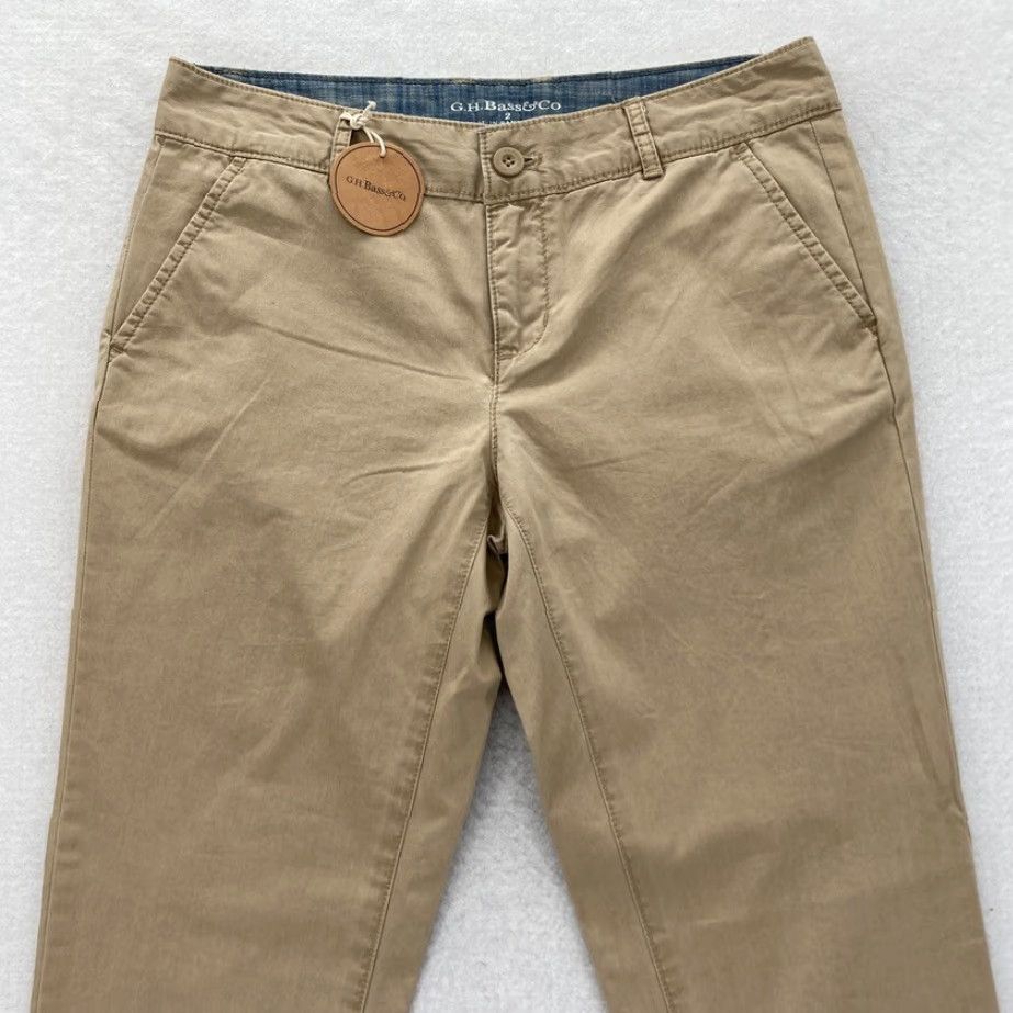 Vintage G.H. Bass & Co Pants Women's 2 Brown Slim Fit Straight Leg Chino Pant Low Rise Size 26" / US 2 / IT 38 - 2 Thumbnail