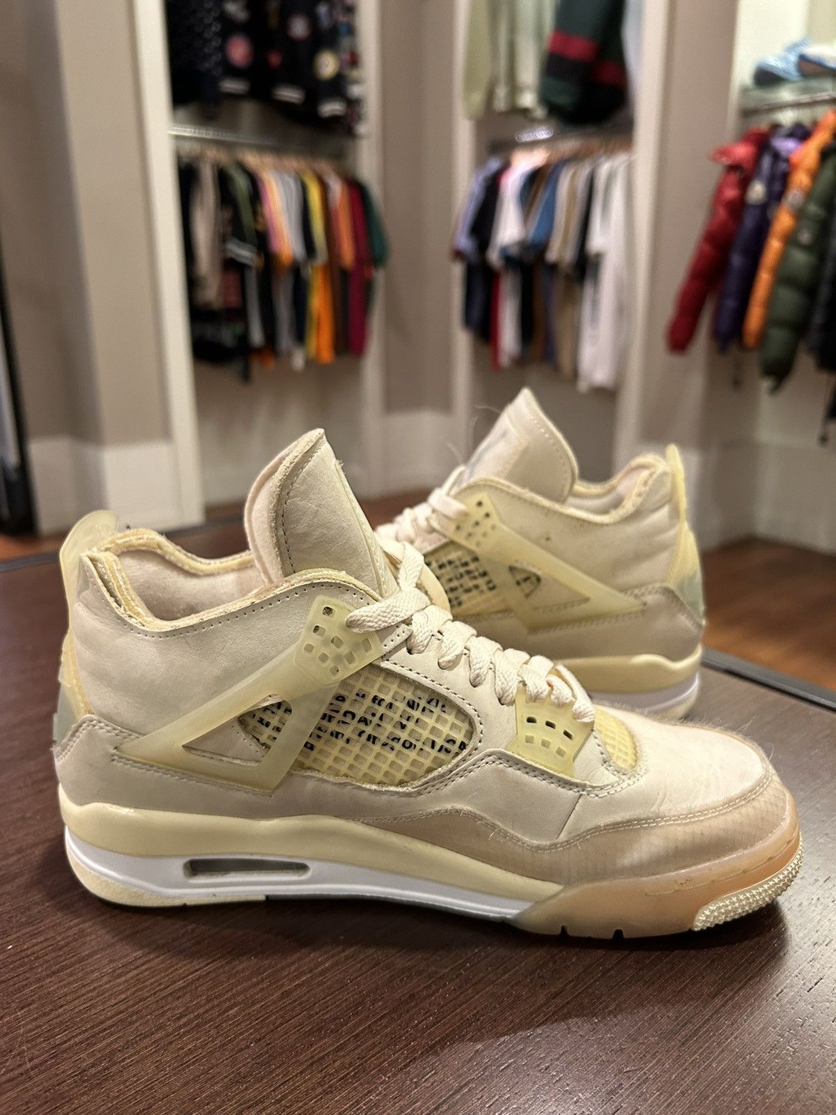 Jordan Brand × Off-White Jordan 4 Retro Off-White Sail (Women's) Size US 7 / EU 40 - 4 Thumbnail