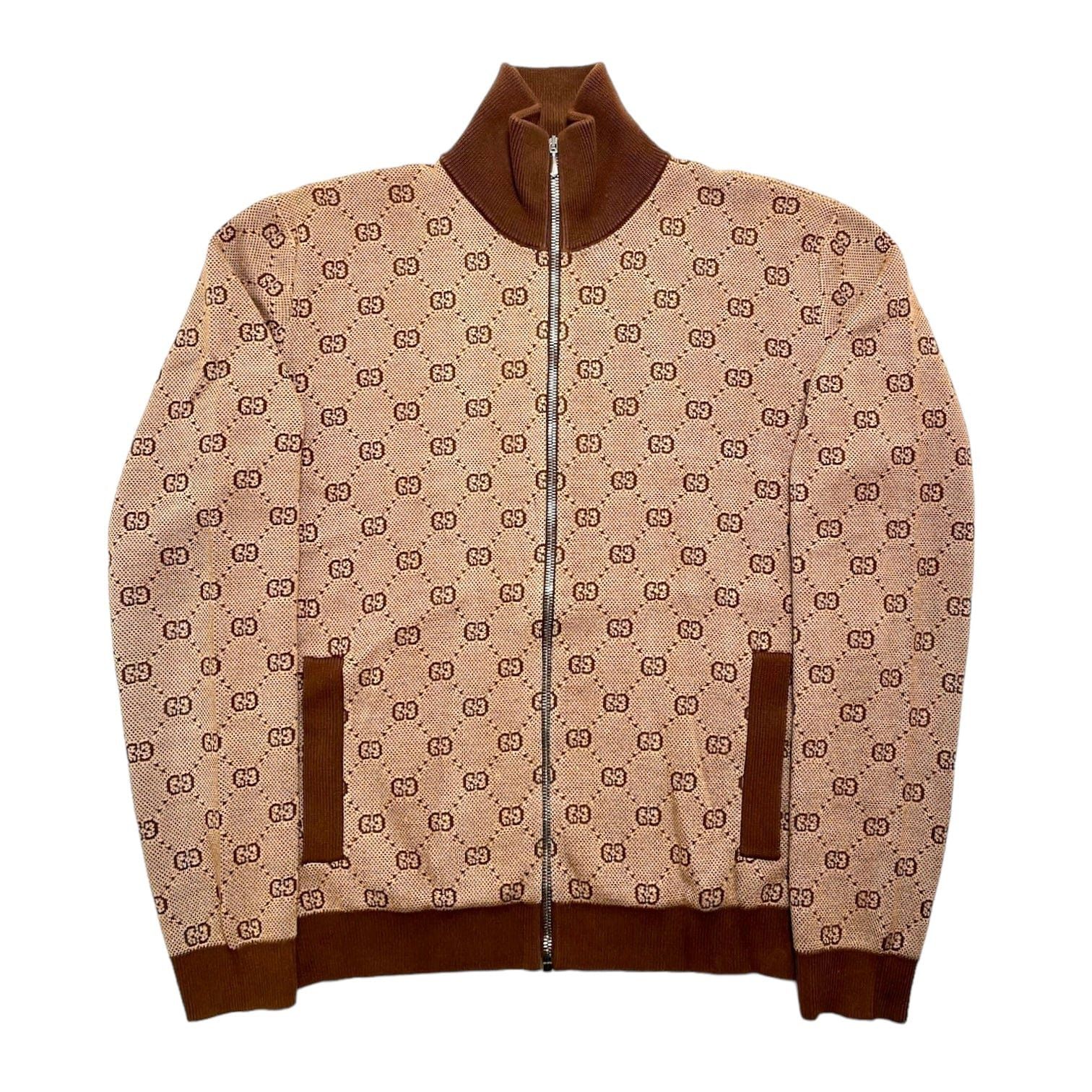 Gucci GG Jacquard Knitted Track Jacket Brown Size US XS / EU 42 / 0 - 1 Thumbnail