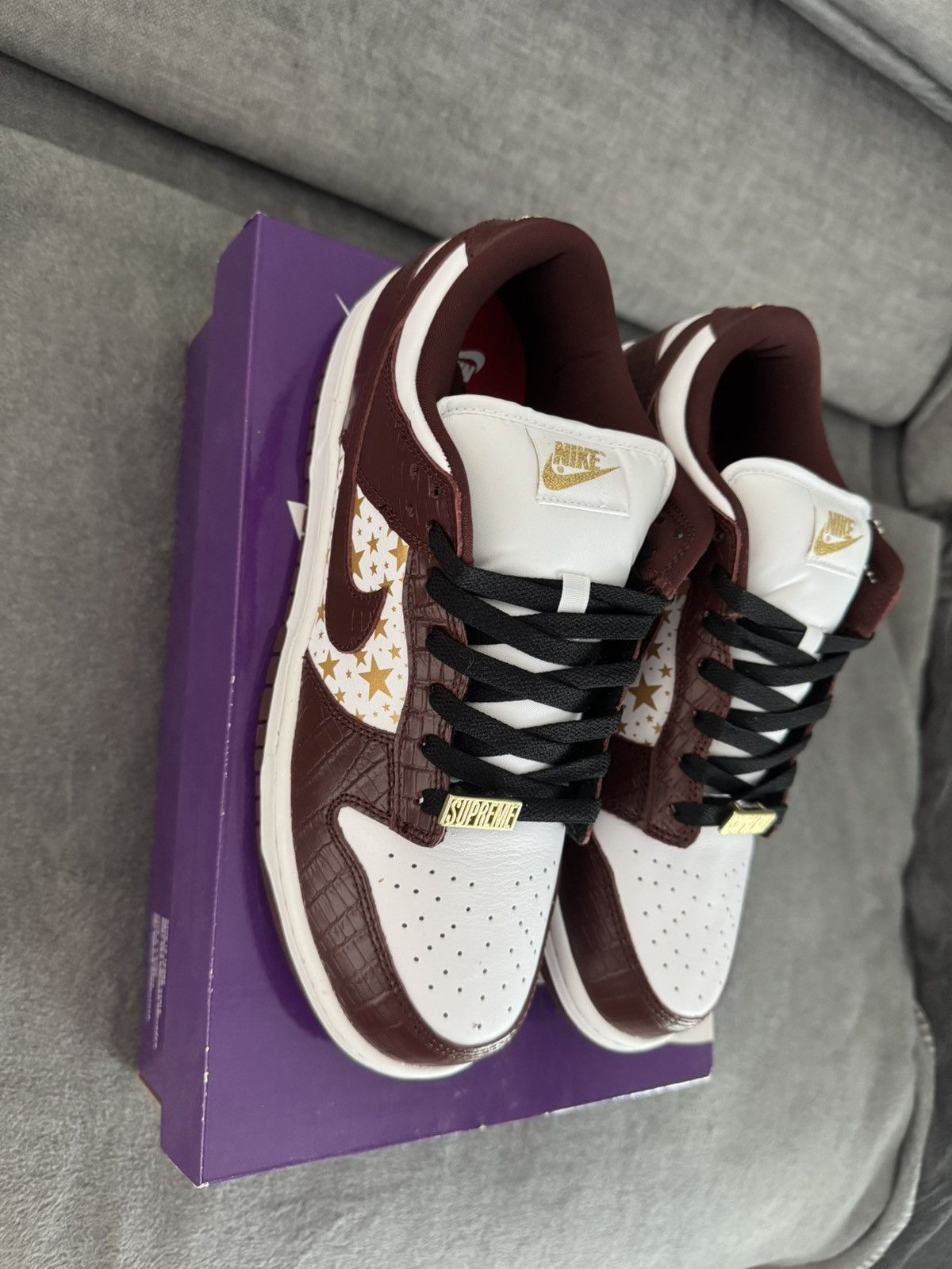 Nike Nike Supreme Sb dunk low stars Barkroot Brown 9Us/43eu Size US 9 / EU 42 - 2 Thumbnail