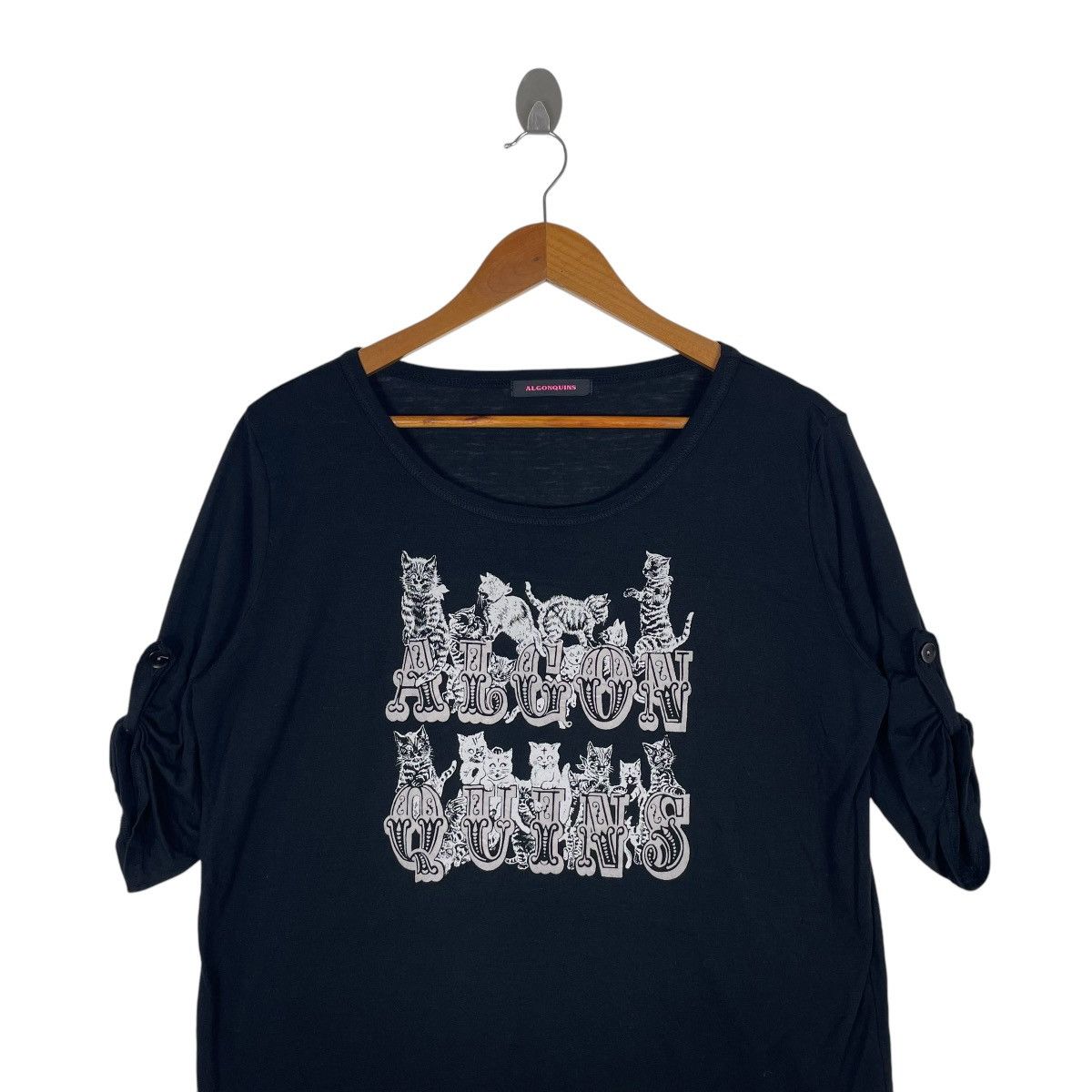 Japanese Brand Algonquins Cat Tee Shirt Size L / US 10 / IT 46 - 2 Thumbnail