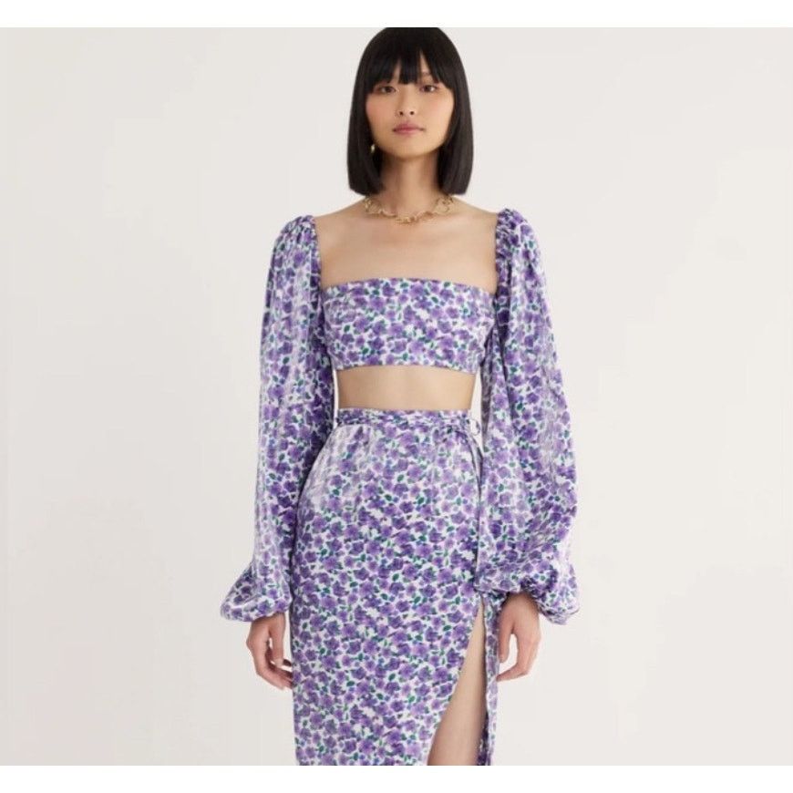 REVOLVE NWT Rumer Soraya Floral Crop Top Lilac Size Small Size S / US 4 / IT 40 - 1 Thumbnail