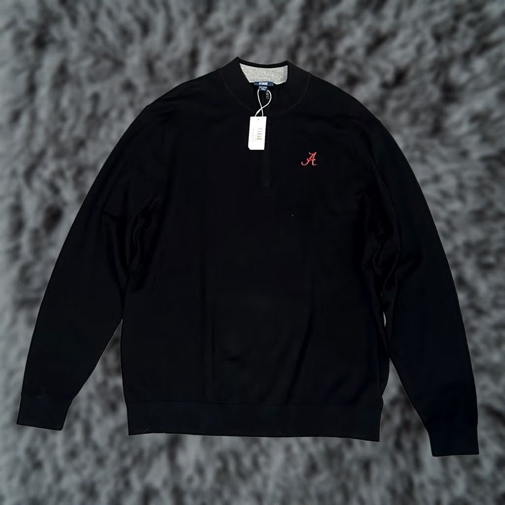 Cutter & Buck VINTAGE Alabama Crimson Tide Cutter & Buck Black Quarter Zip Pullover 2XLT Mens Pullover, Black, 2XLT Size US XXL / EU 58 / 5 - 1 Thumbnail