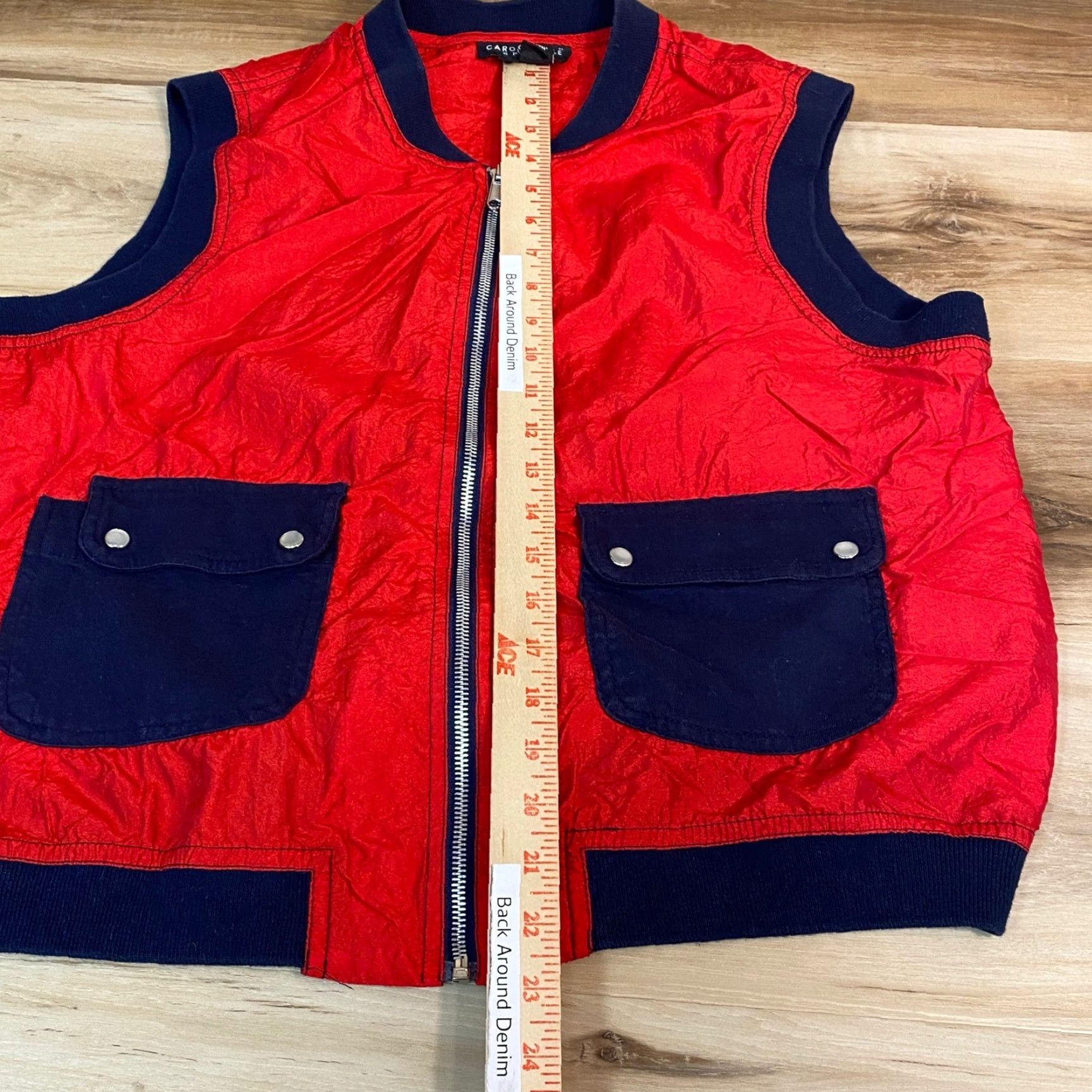 Vintage VINTAGE Carole Little Sport Vest Bomber Women's XL Red Navy Blue Zip Pockets Nylon Lightweight USA Made Size XL / US 12-14 / IT 48-50 - 3 Thumbnail