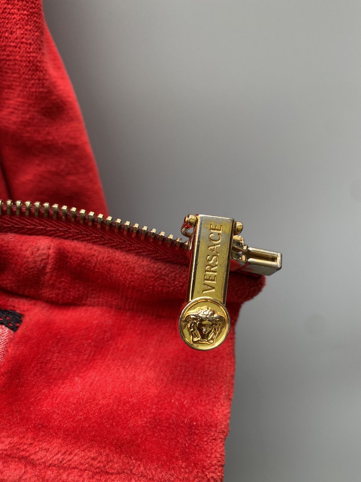 Versace Versace Velour Track Jacket with Leather Patch Medusa Size US M / EU 48-50 / 2 - 16 Thumbnail