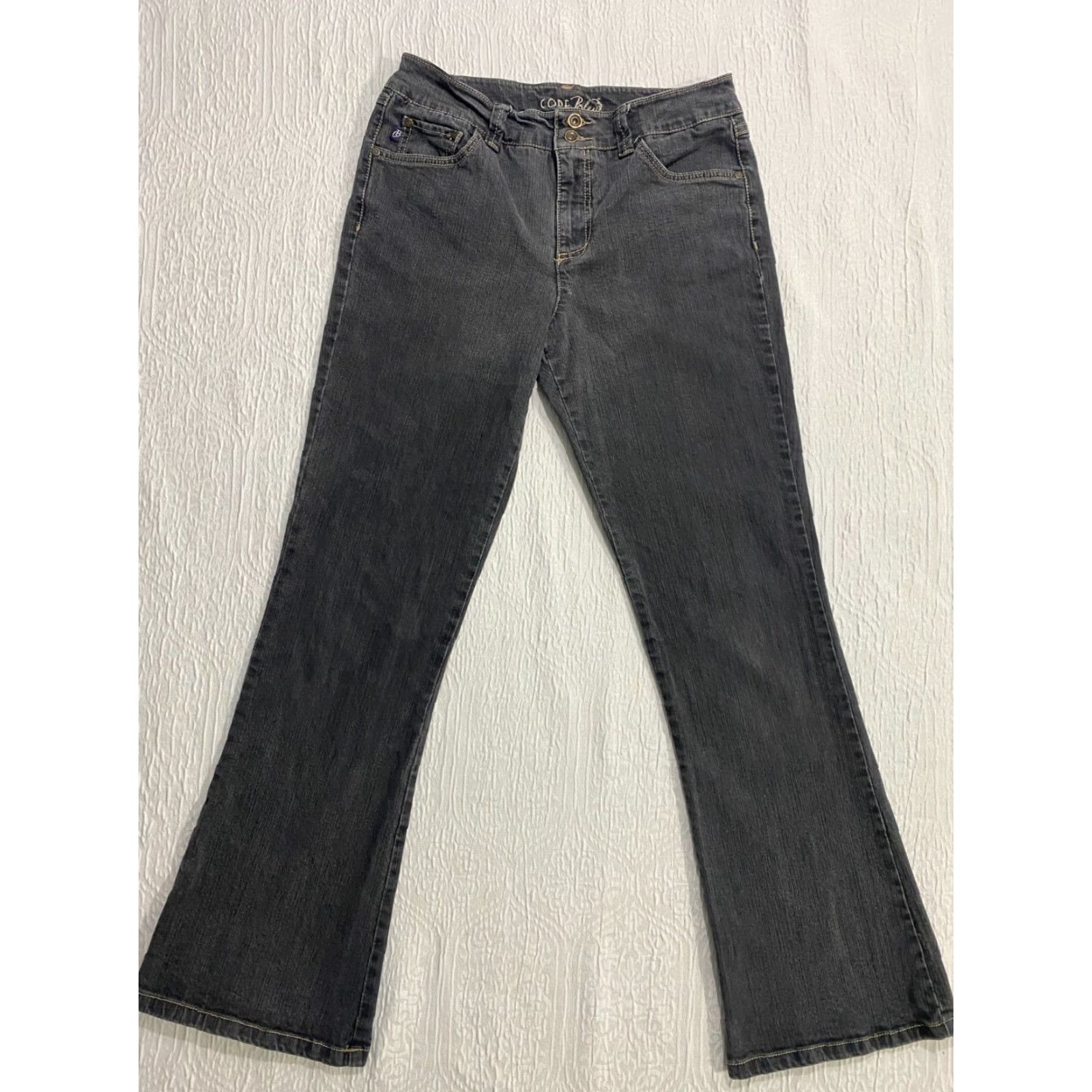 Vintage Code Bleu Jeans Womens Size 8 Black Denim Boot Cut Flare Flap Pockets Size 30" / US 8 / IT 44 - 3 Thumbnail
