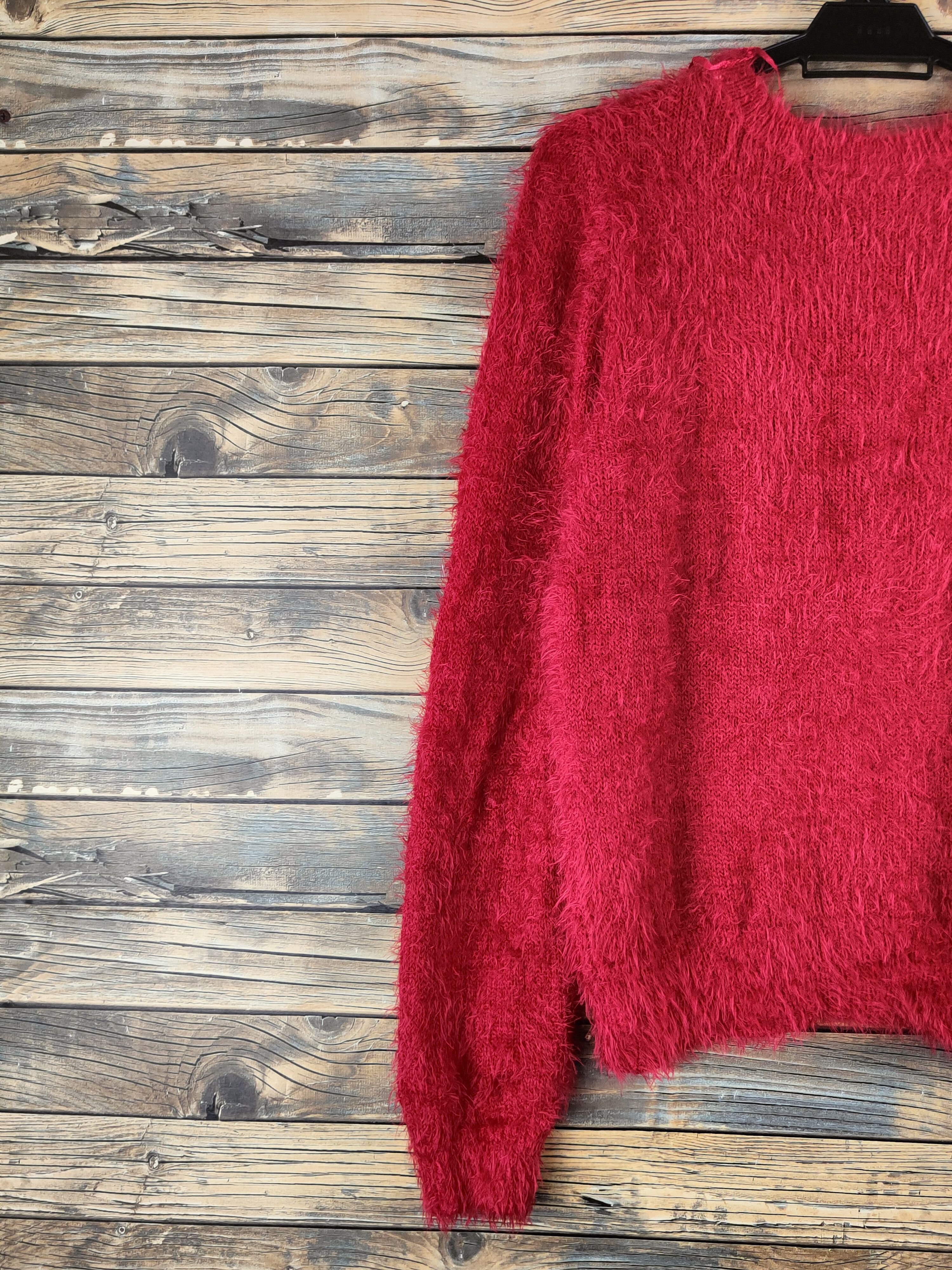Japanese Brand DL Blue Strive Red Fur Mohair Knitwear #46-439 Size L / US 10 / IT 46 - 8 Thumbnail