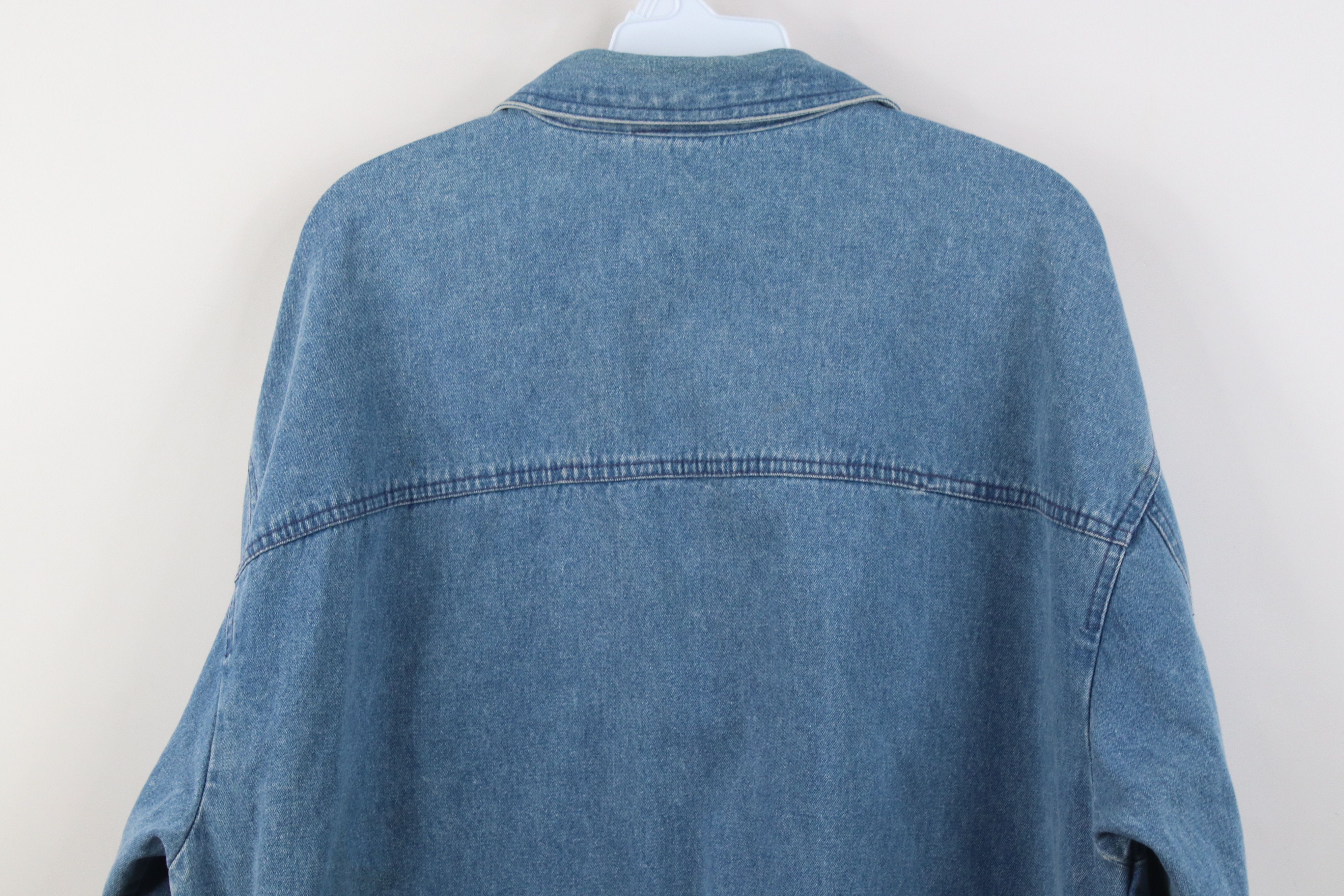 Vintage Vintage 90s Streetwear Distressed Denim Jean Chore Jacket Size M / US 6-8 / IT 42-44 - 15 Thumbnail