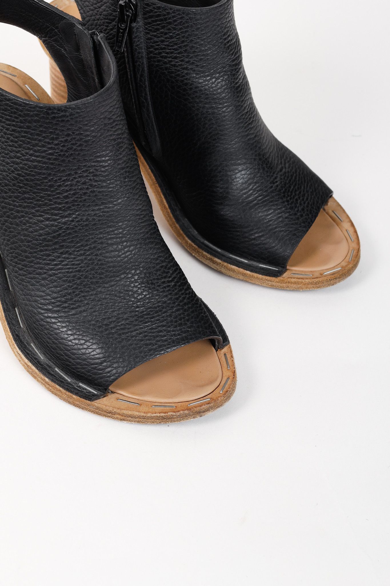 Balenciaga Balenciaga Black Pebbled-Leather Peep-Toe Sandals Size US 6.5 / IT 36.5 - 6 Thumbnail