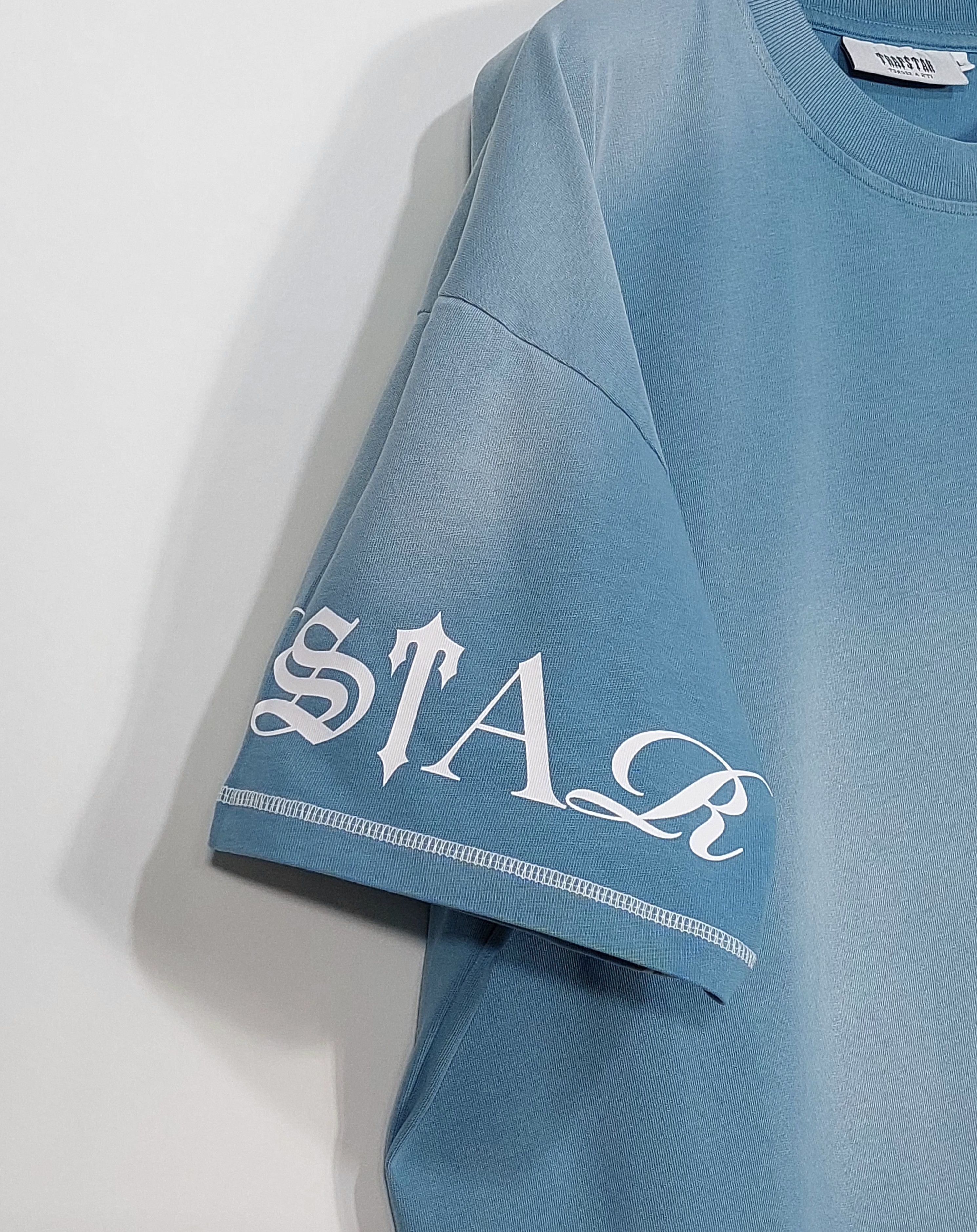 Trapstar London script logo print cotton tshirt - white / blue L Size US L / EU 52-54 / 3 - 8 Thumbnail