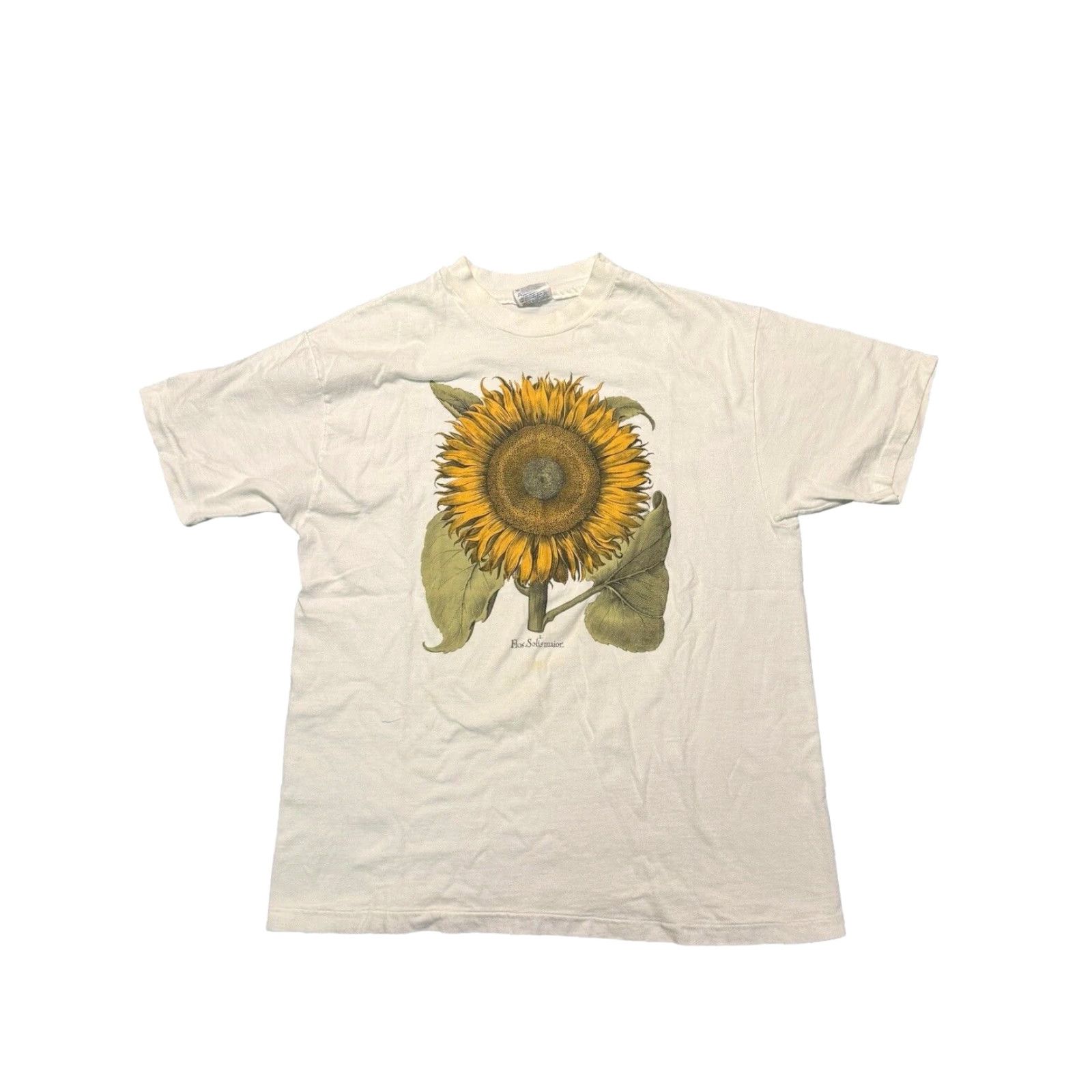 Hanes VINTAGE Hanes T-Shirt Large Sunflower Art Graphic Print Crew Neck Short Sleeve Men 1990s Grunge White Cotton Regular Size US L / EU 52-54 / 3 - 2 Thumbnail