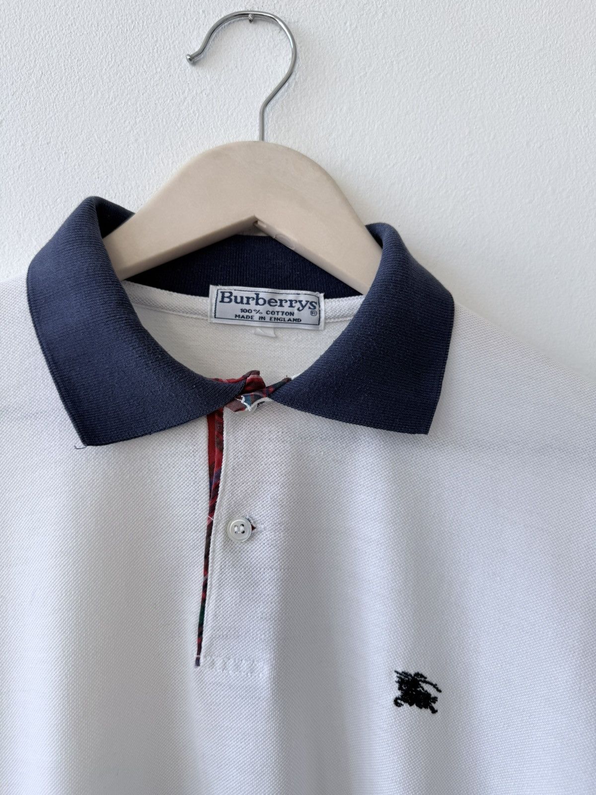Burberry Burberrys Vintage White Polo Shirt 90s Size US L / EU 52-54 / 3 - 8 Thumbnail